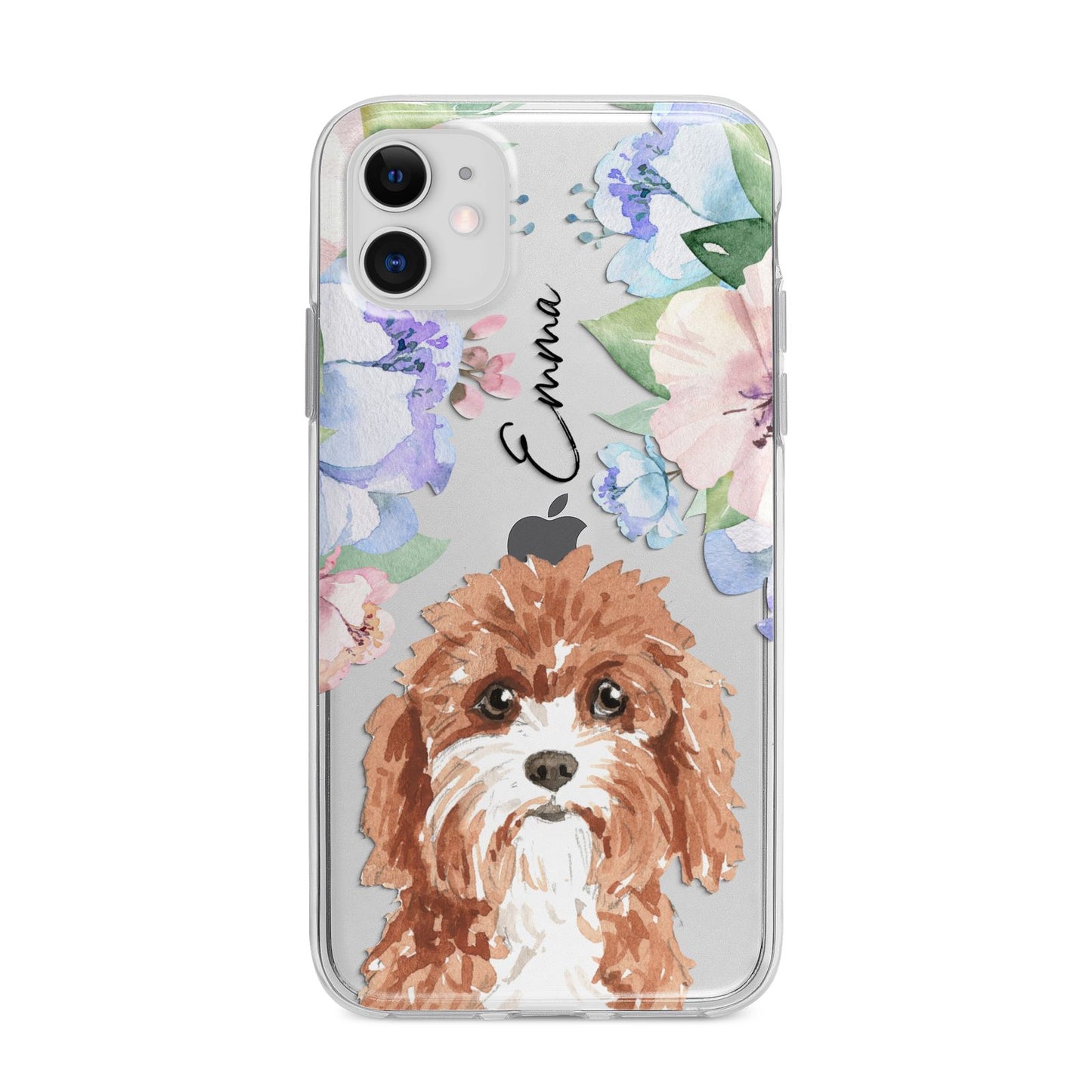 Personalised Cavapoo Apple iPhone 11 in White with Bumper Case