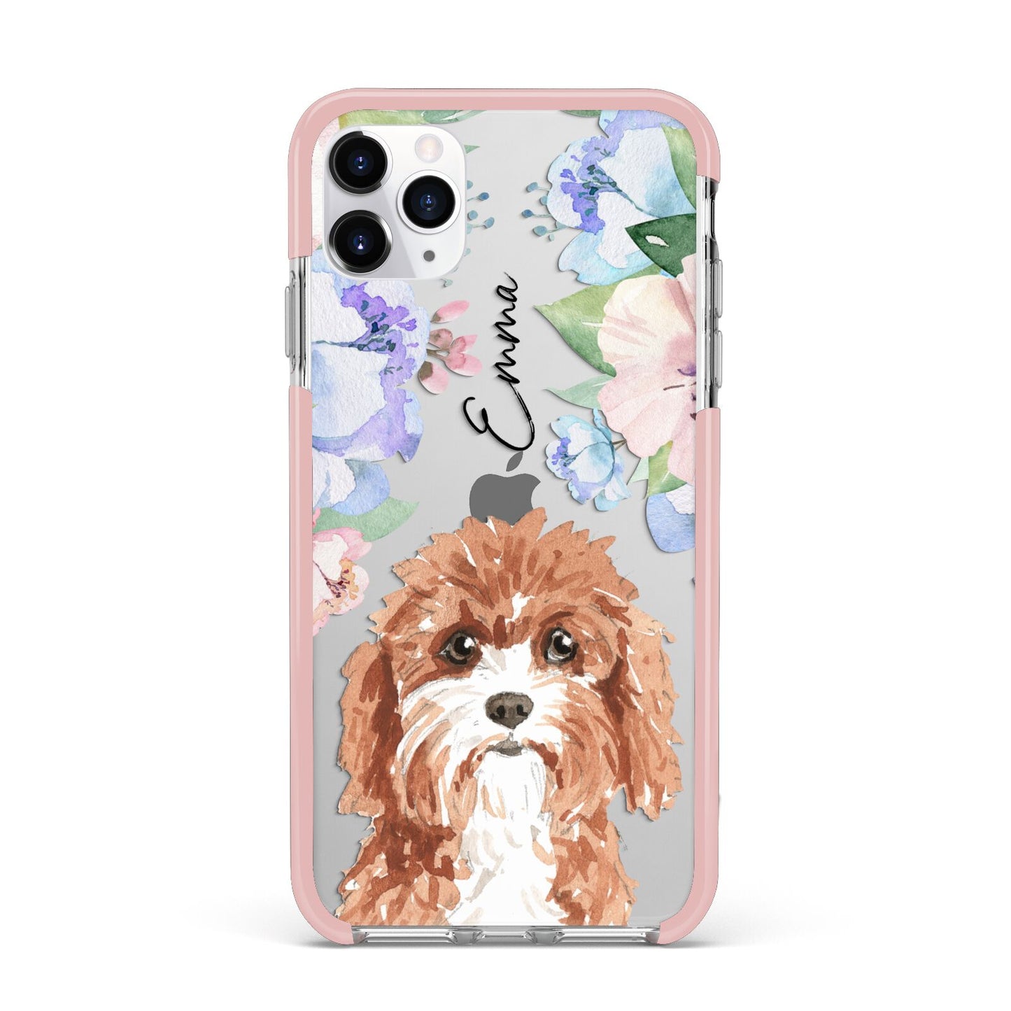 Personalised Cavapoo iPhone 11 Pro Max Impact Pink Edge Case