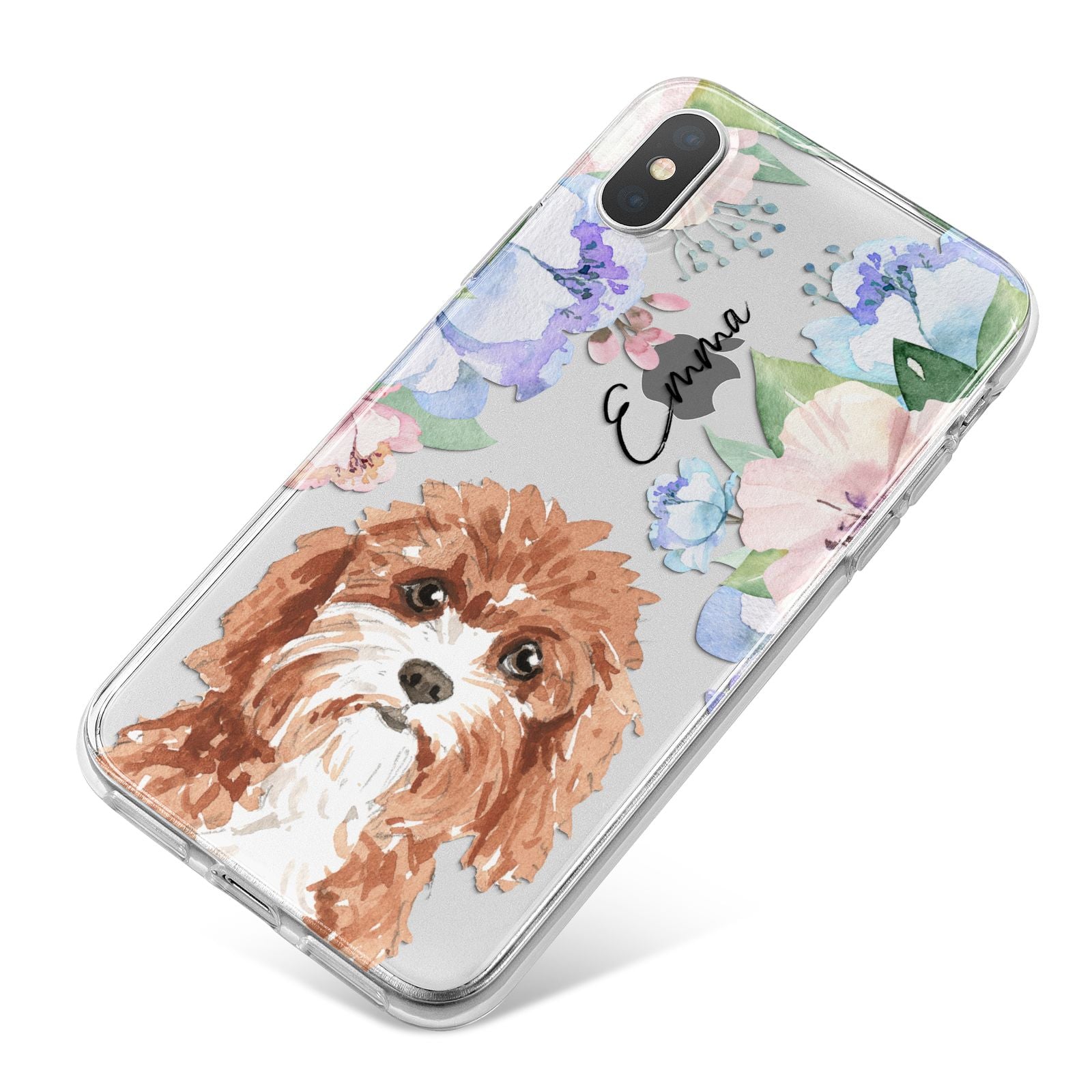 Personalised Cavapoo iPhone X Bumper Case on Silver iPhone
