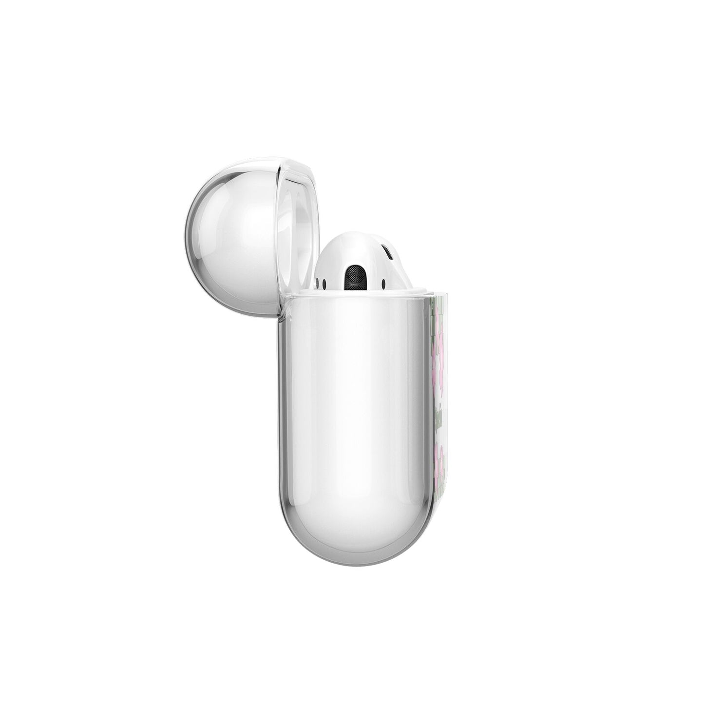 Personalised Check Floral AirPods Case Side Angle