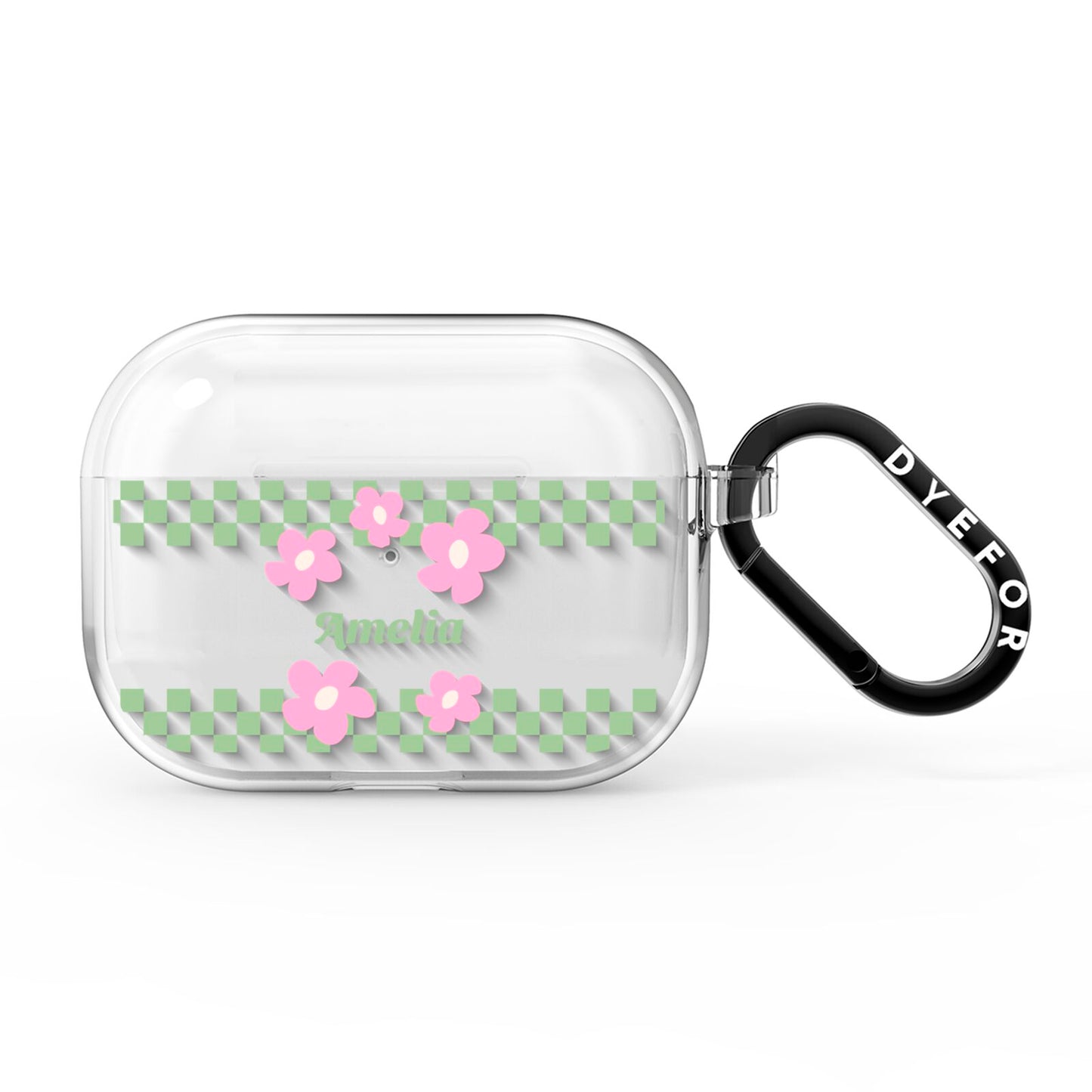 Personalised Check Floral AirPods Pro Clear Case