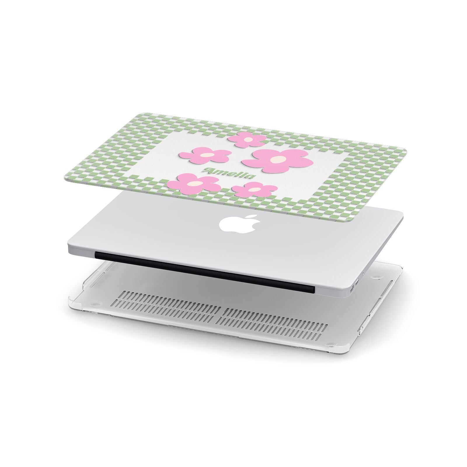 Personalised Check Floral Apple MacBook Case in Detail