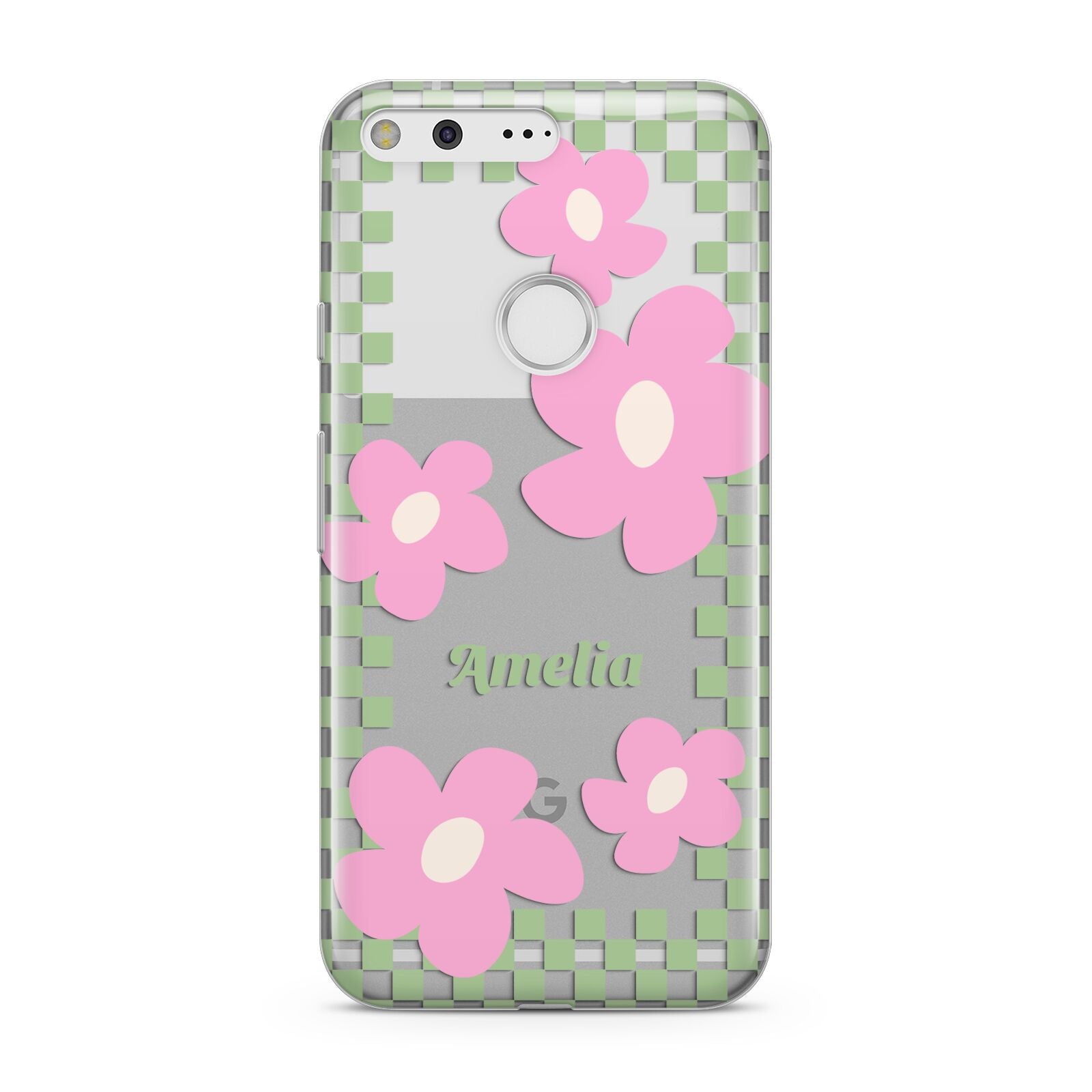 Personalised Check Floral Google Pixel Case