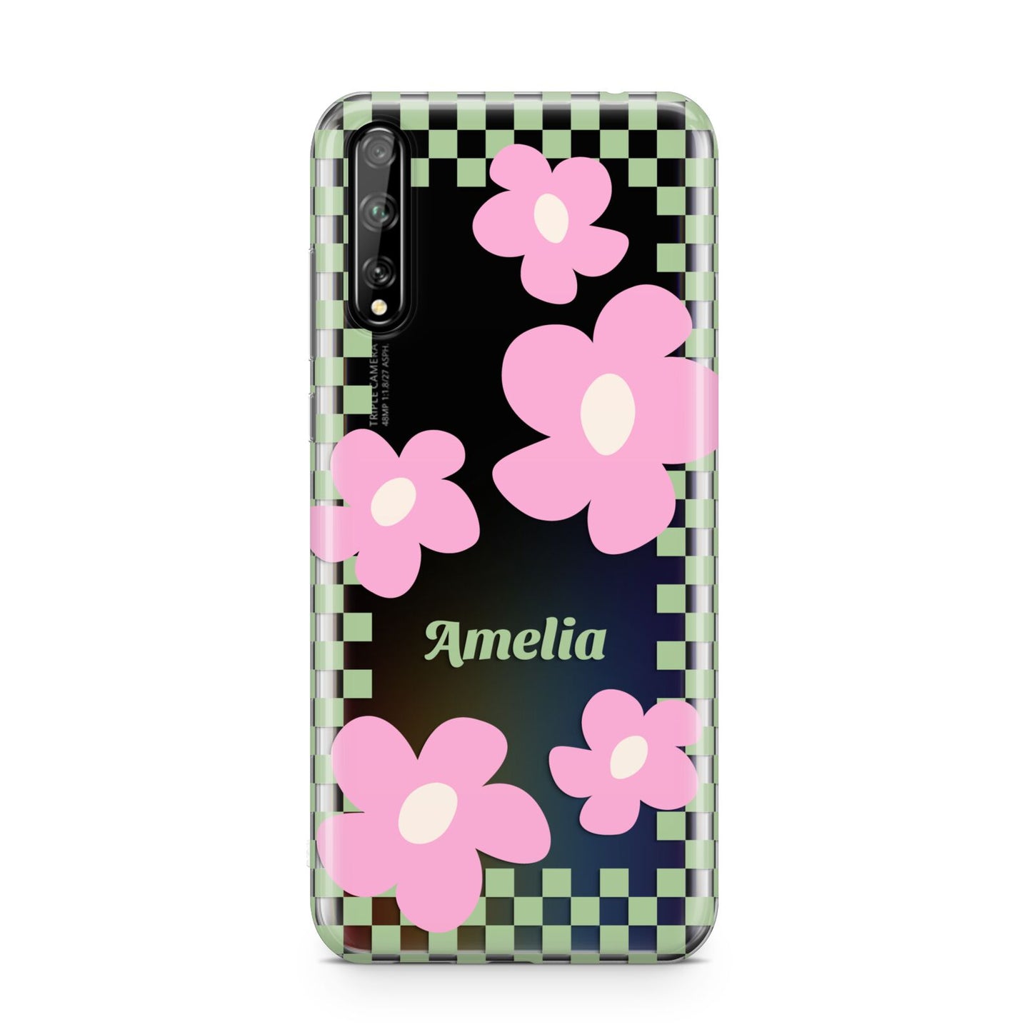 Personalised Check Floral Huawei Enjoy 10s Phone Case