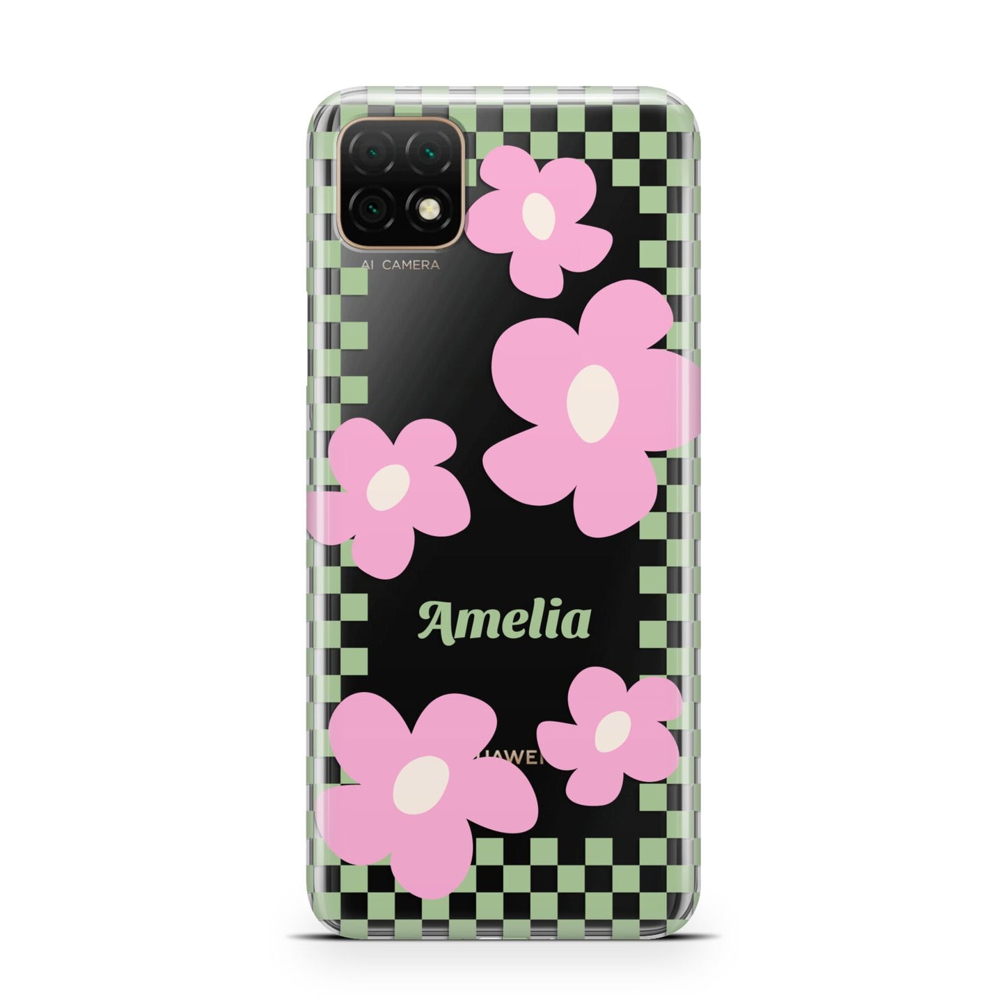 Personalised Check Floral Huawei Enjoy 20 Phone Case