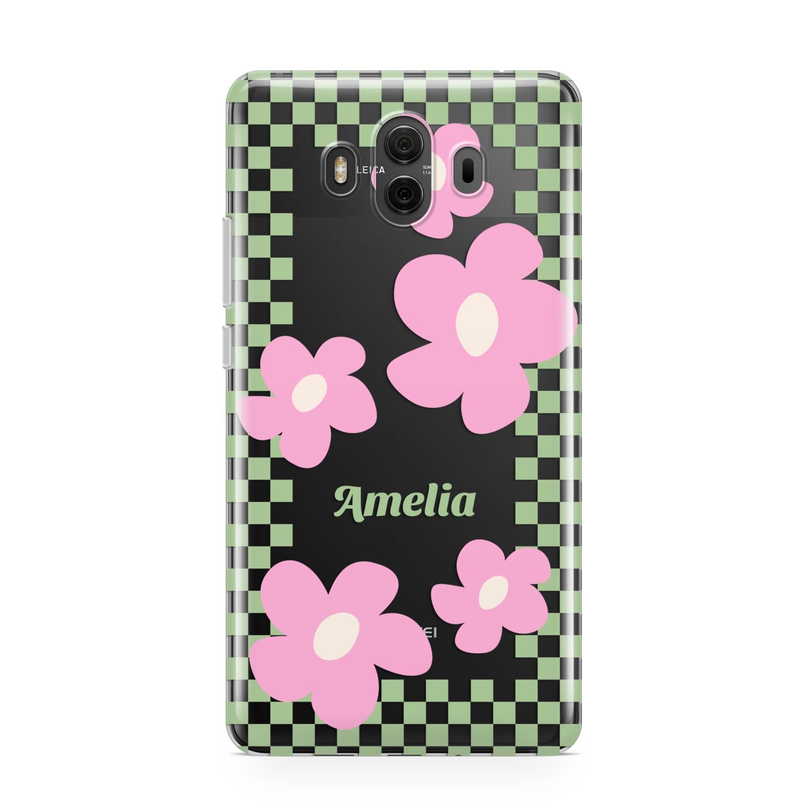 Personalised Check Floral Huawei Mate 10 Protective Phone Case