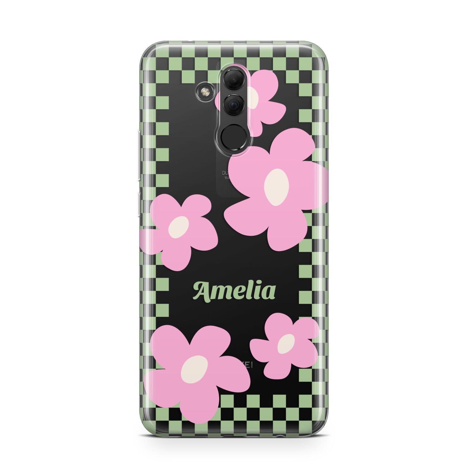 Personalised Check Floral Huawei Mate 20 Lite