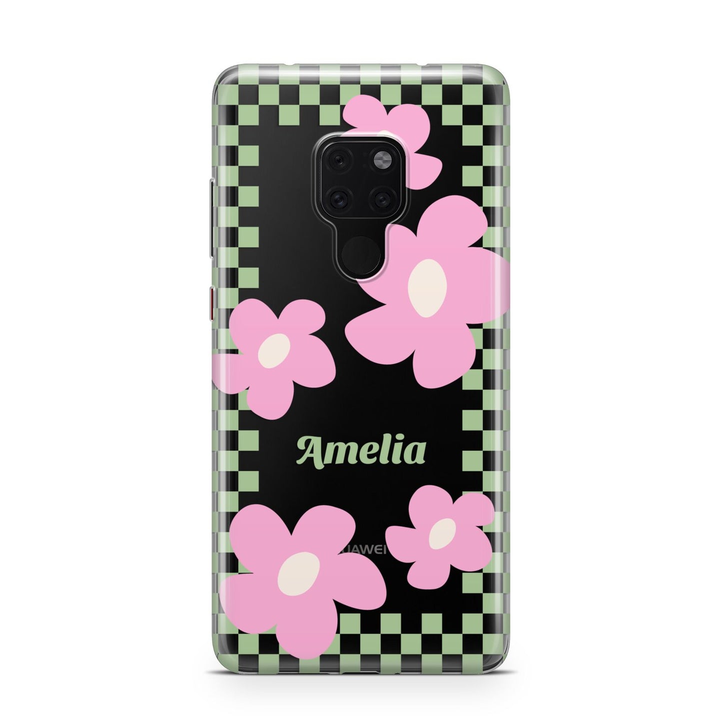 Personalised Check Floral Huawei Mate 20 Phone Case