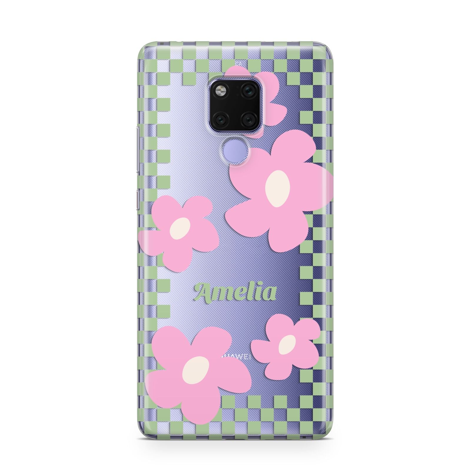 Personalised Check Floral Huawei Mate 20X Phone Case