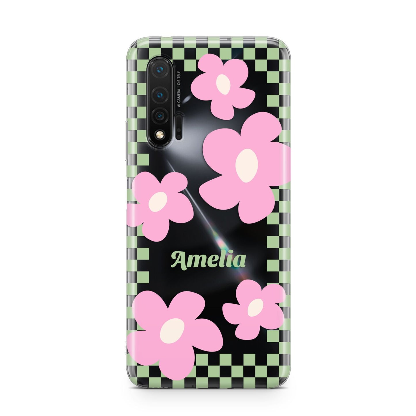 Personalised Check Floral Huawei Nova 6 Phone Case