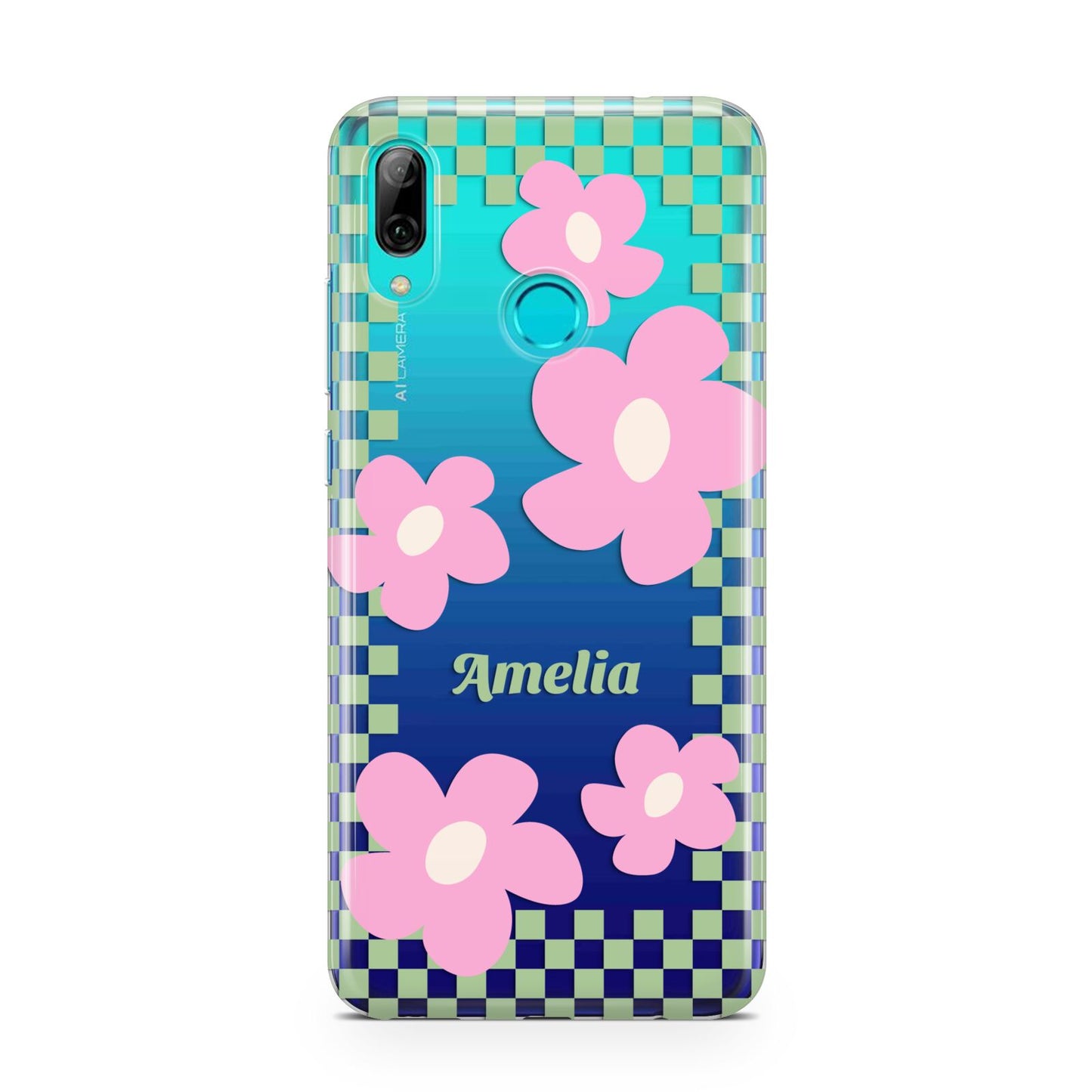 Personalised Check Floral Huawei P Smart 2019 Case