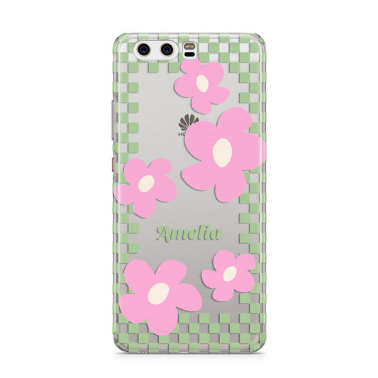 Personalised Check Floral Huawei P10 Phone Case