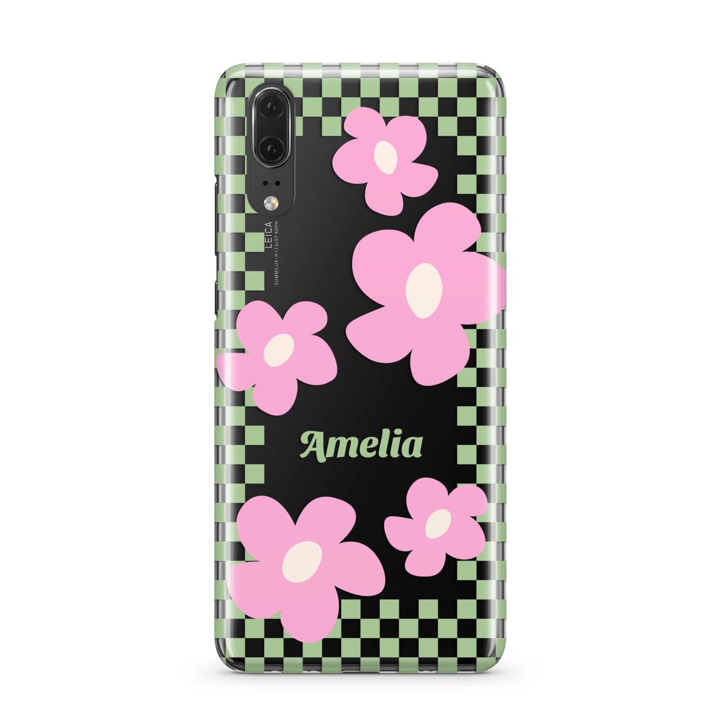 Personalised Check Floral Huawei P20 Phone Case