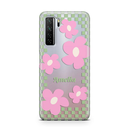 Personalised Check Floral Huawei P40 Lite 5G Phone Case