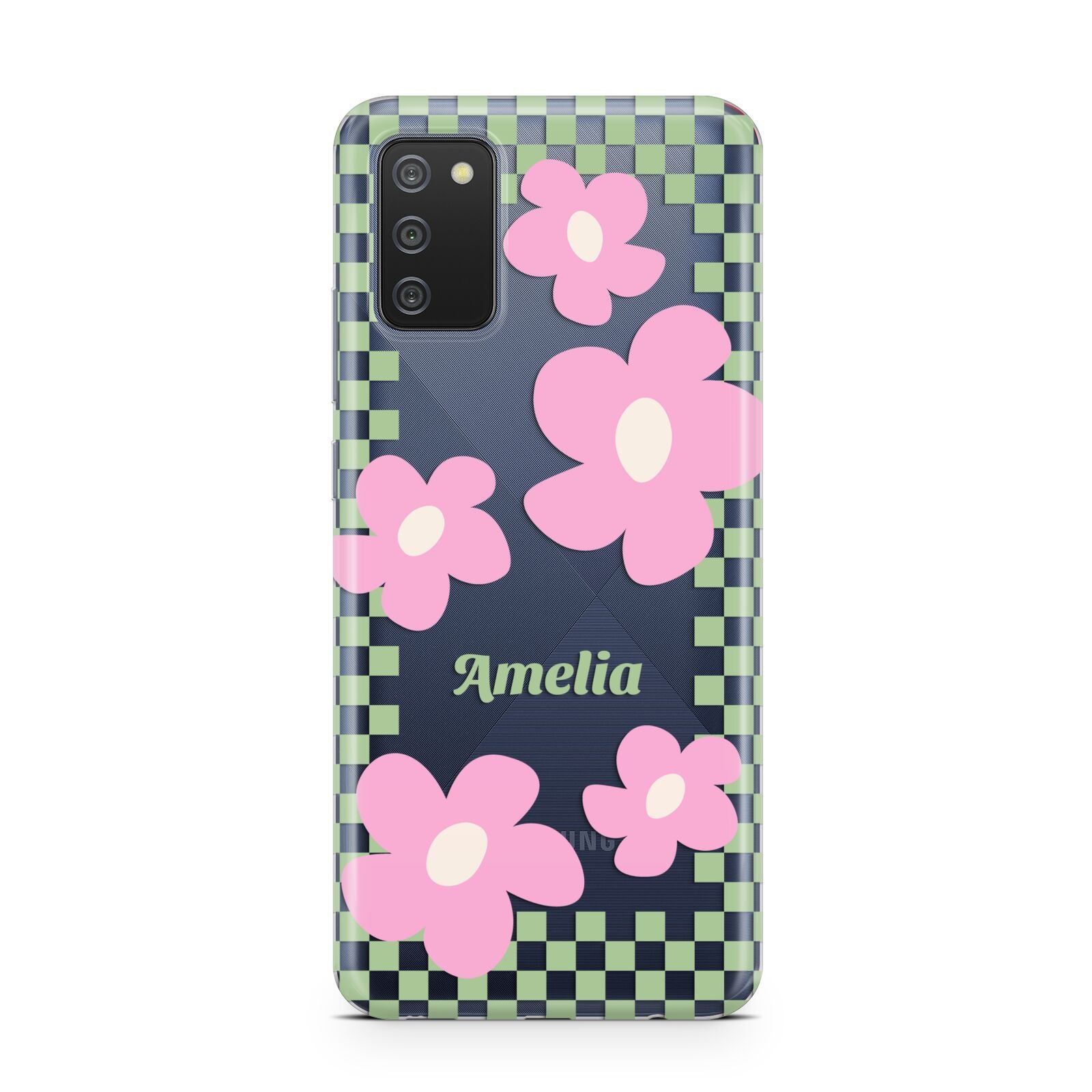 Personalised Check Floral Samsung A02s Case