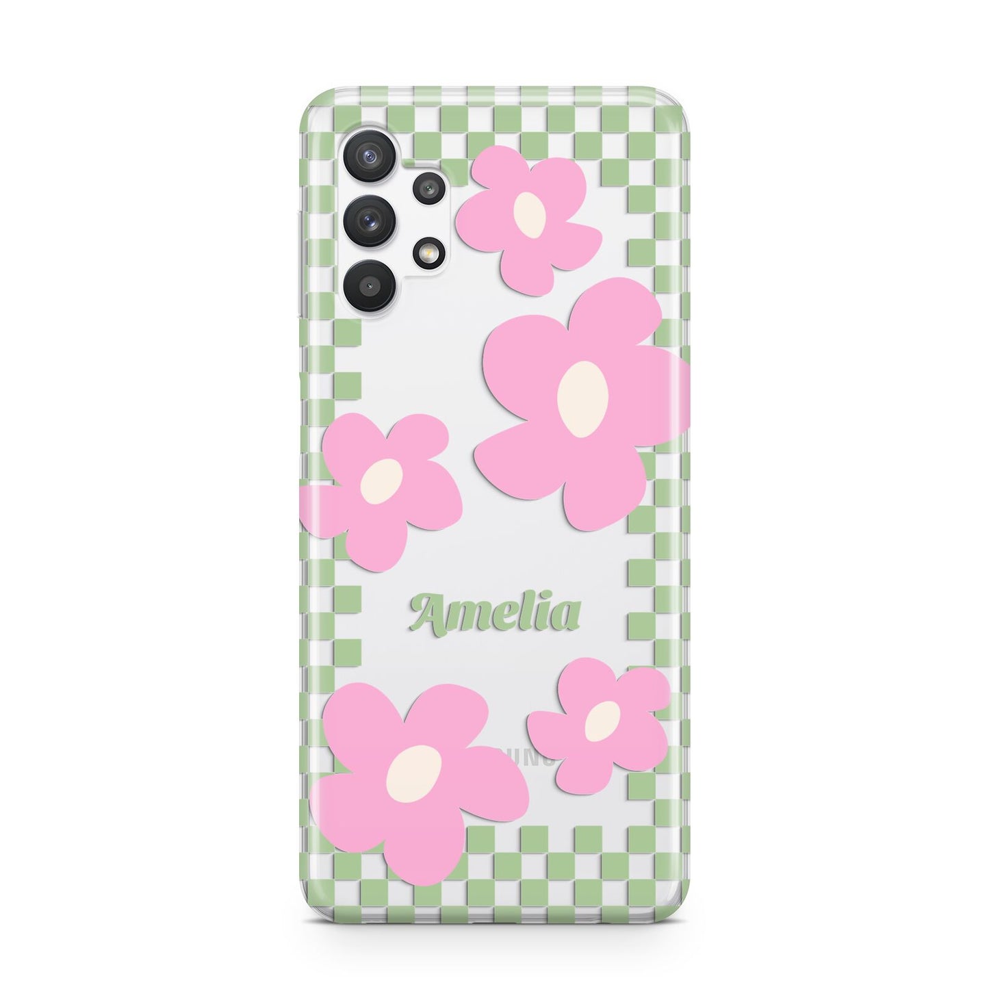 Personalised Check Floral Samsung A32 5G Case