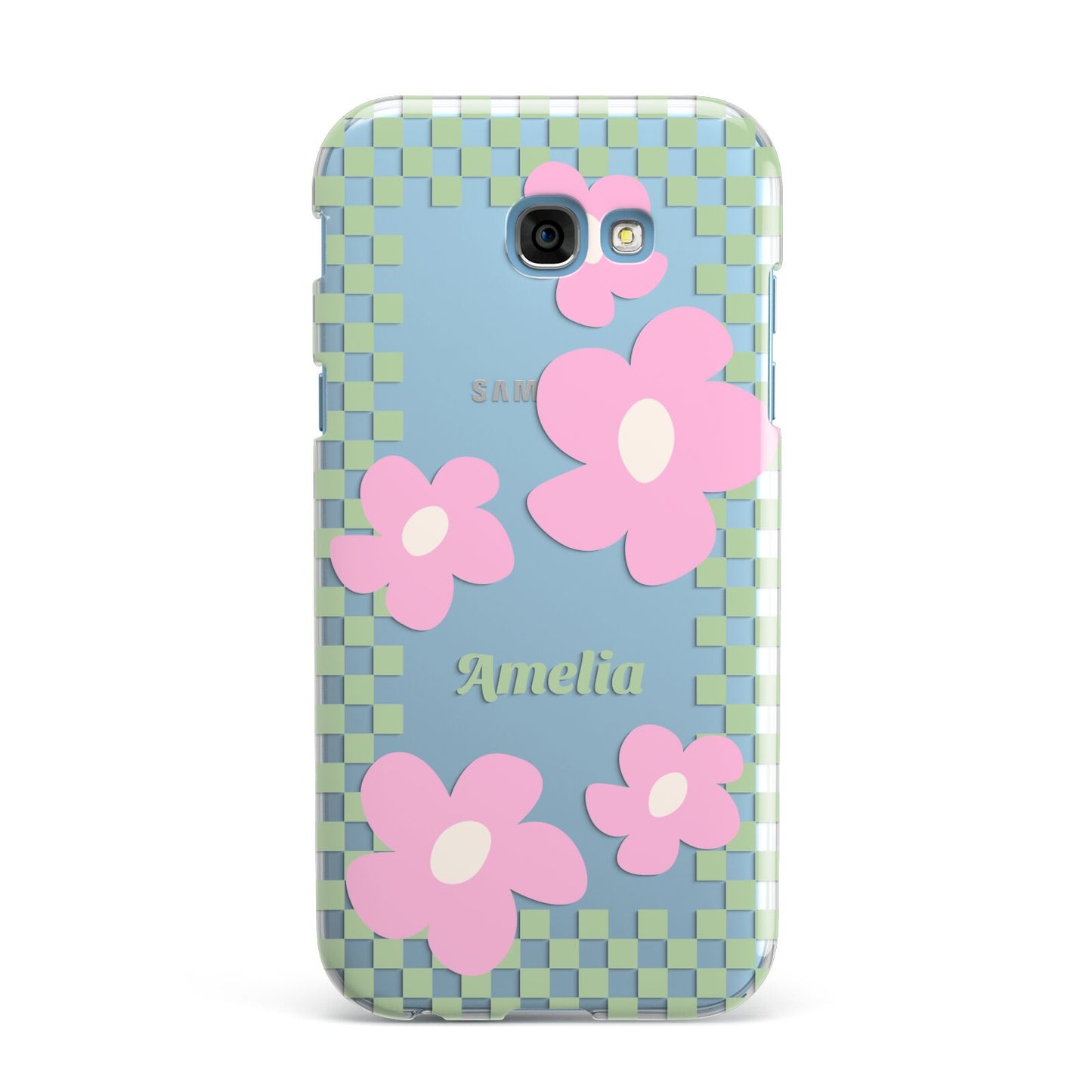 Personalised Check Floral Samsung Galaxy A7 2017 Case