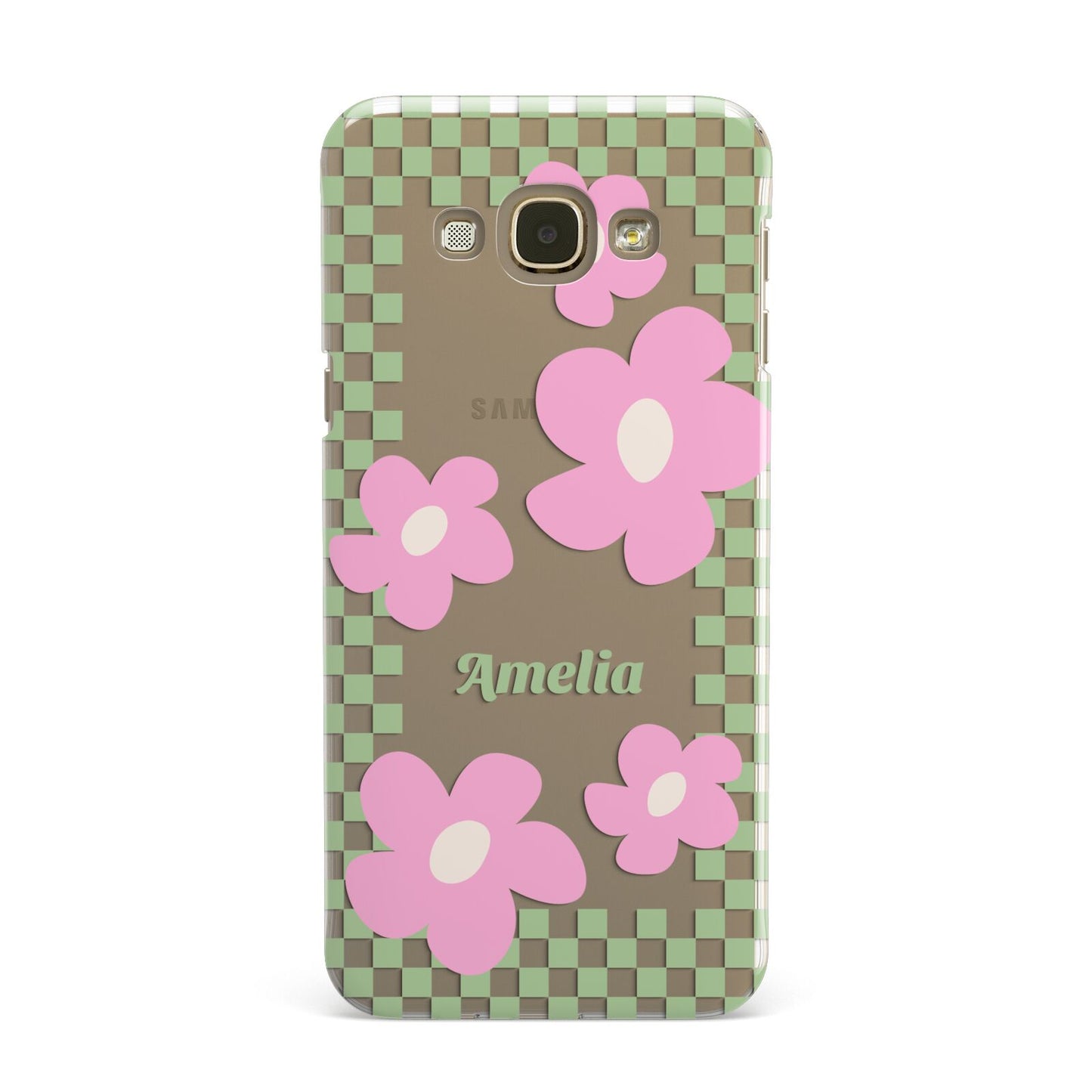 Personalised Check Floral Samsung Galaxy A8 Case