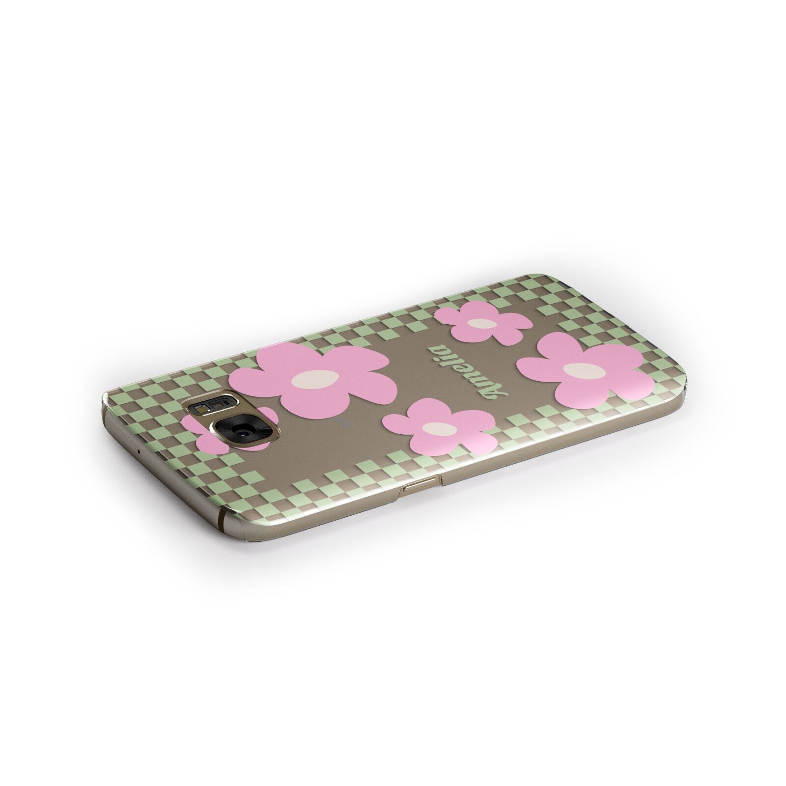 Personalised Check Floral Samsung Galaxy Case Side Close Up