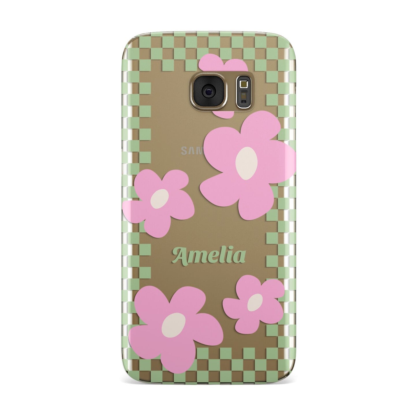 Personalised Check Floral Samsung Galaxy Case