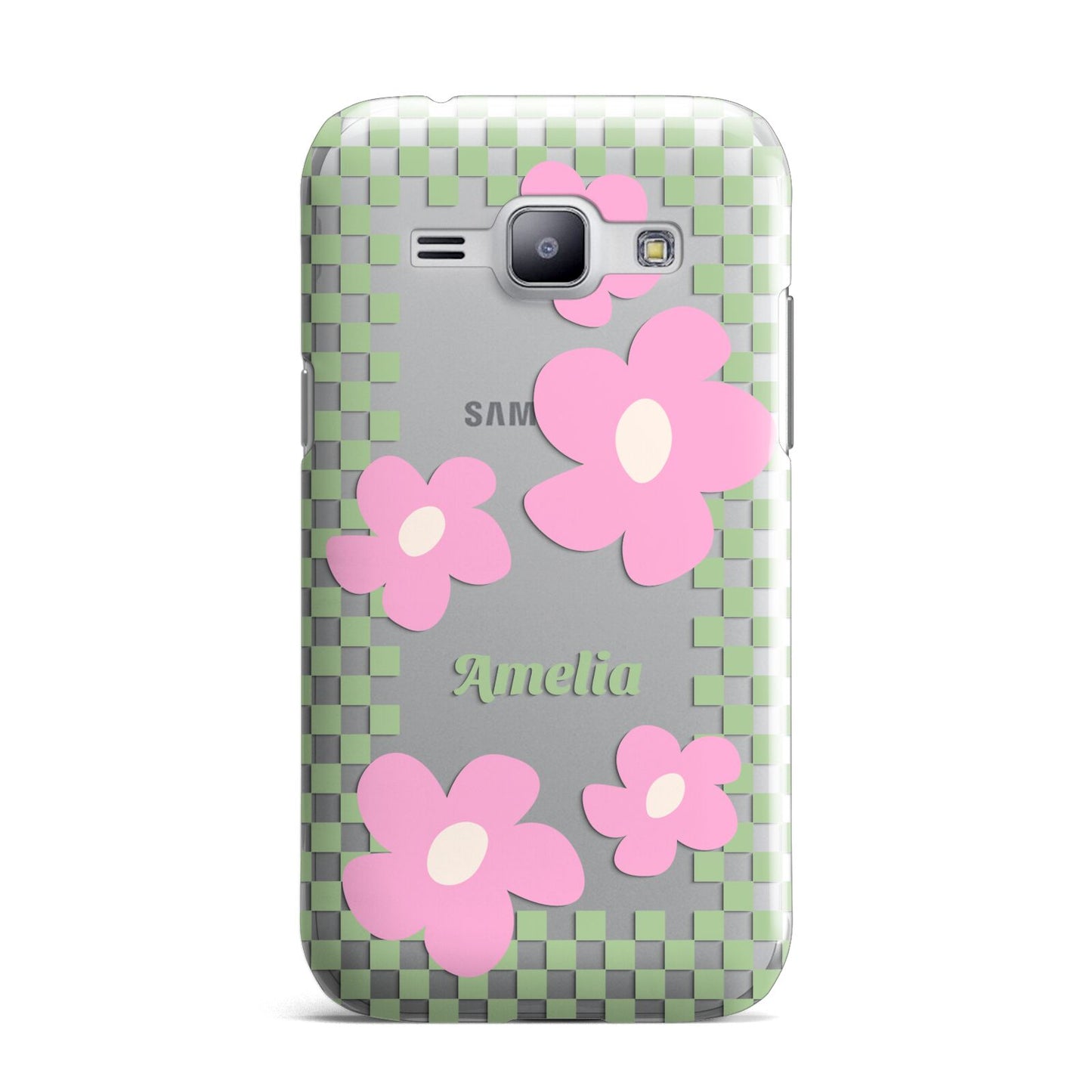 Personalised Check Floral Samsung Galaxy J1 2015 Case