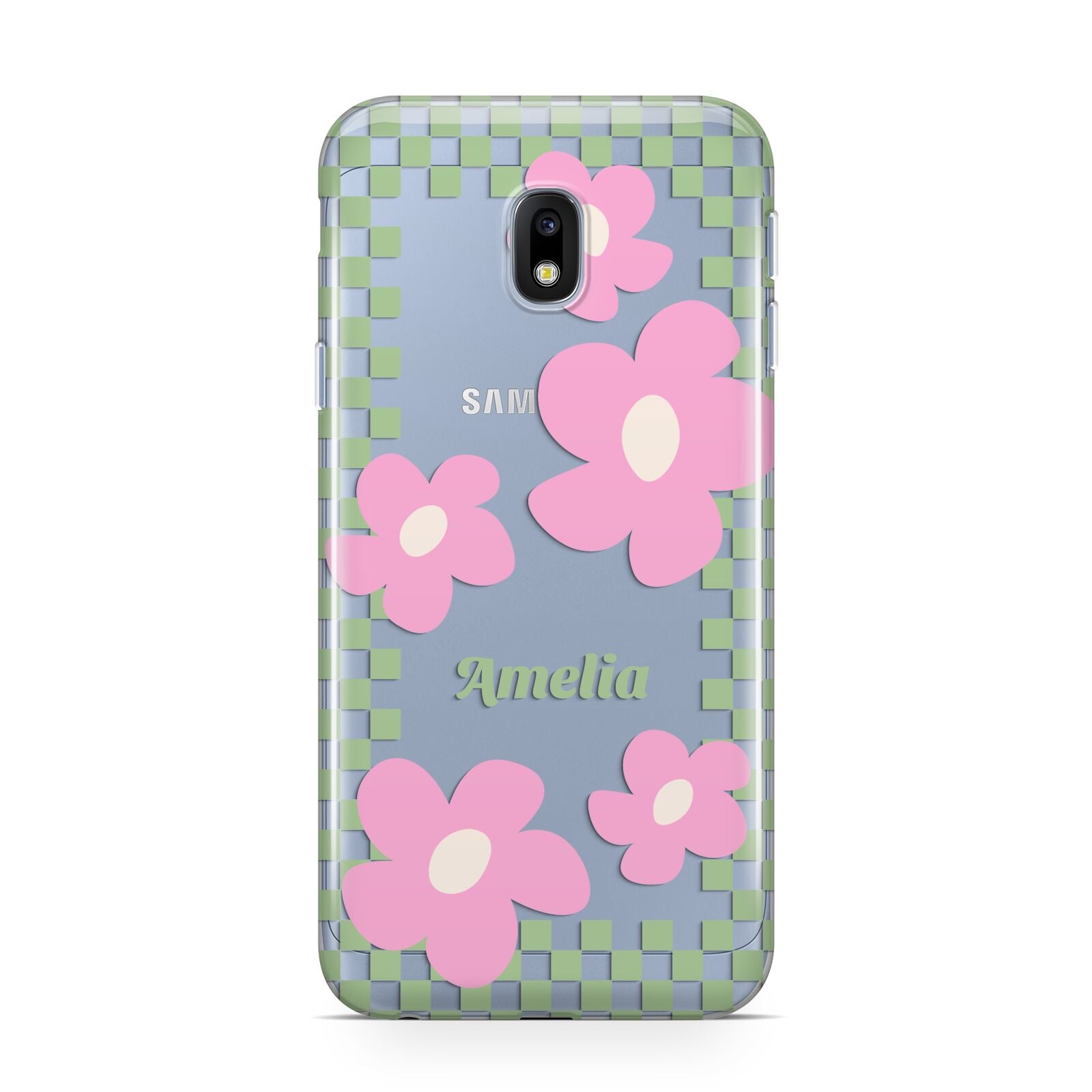 Personalised Check Floral Samsung Galaxy J3 2017 Case