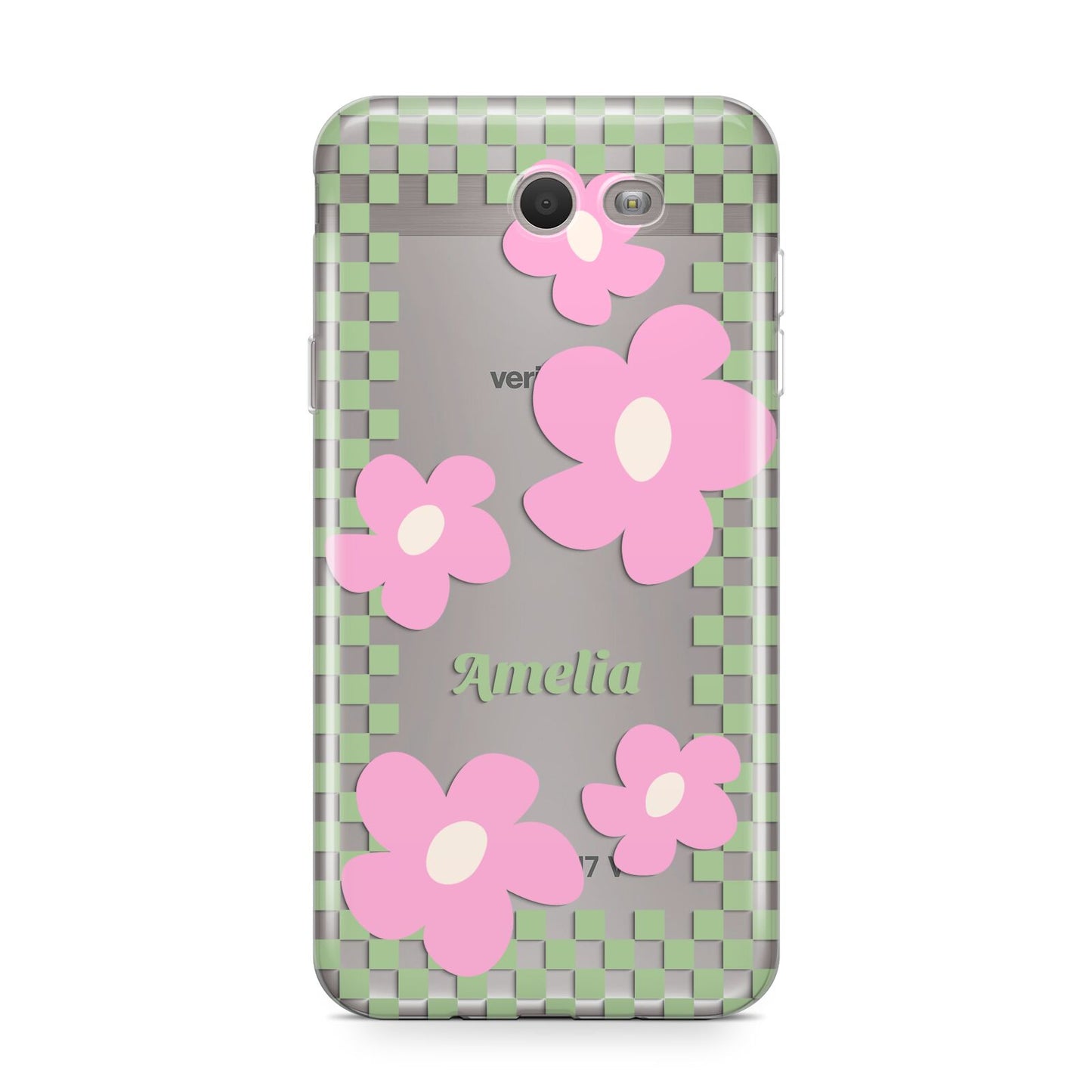 Personalised Check Floral Samsung Galaxy J7 2017 Case