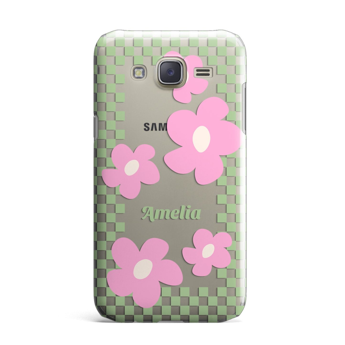 Personalised Check Floral Samsung Galaxy J7 Case