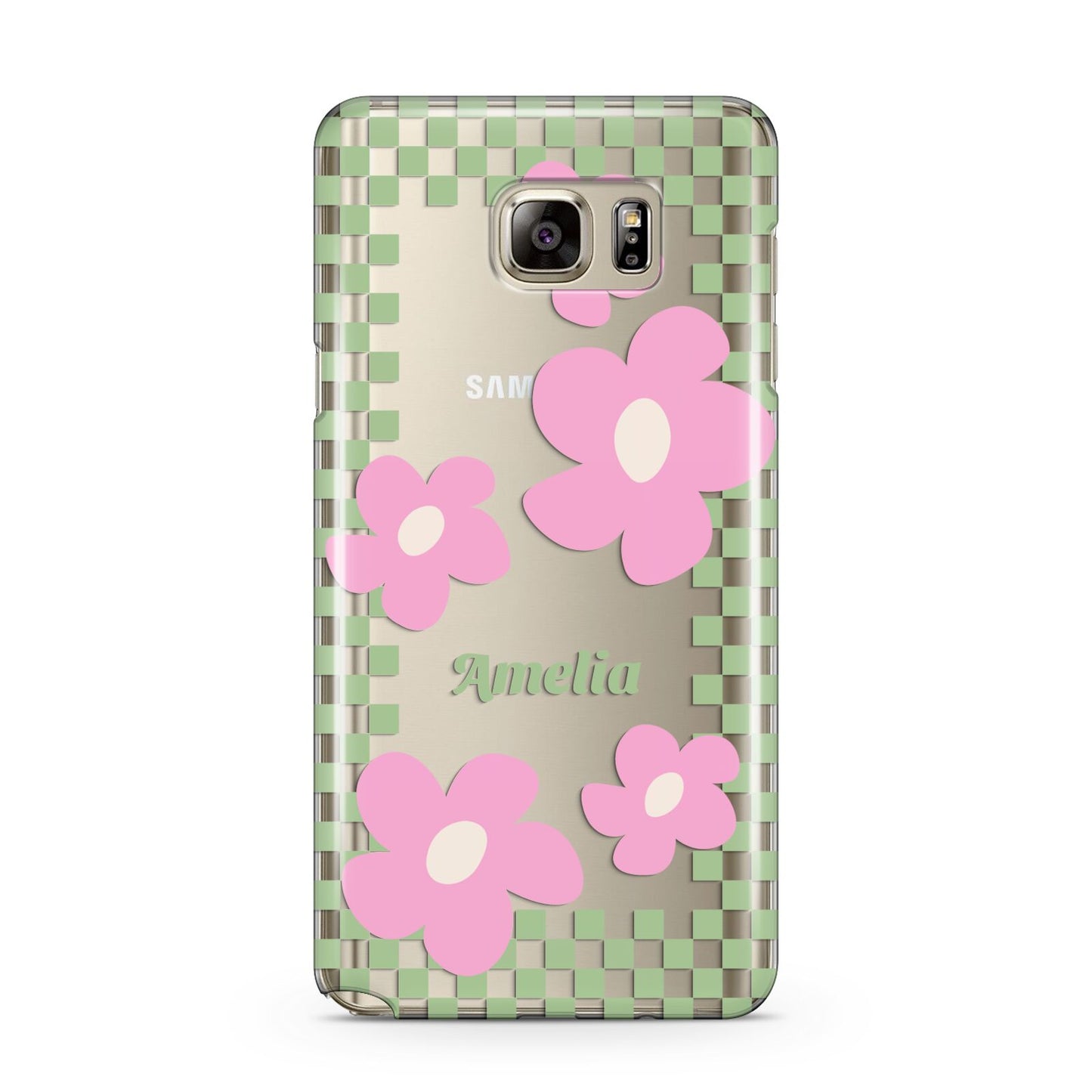 Personalised Check Floral Samsung Galaxy Note 5 Case