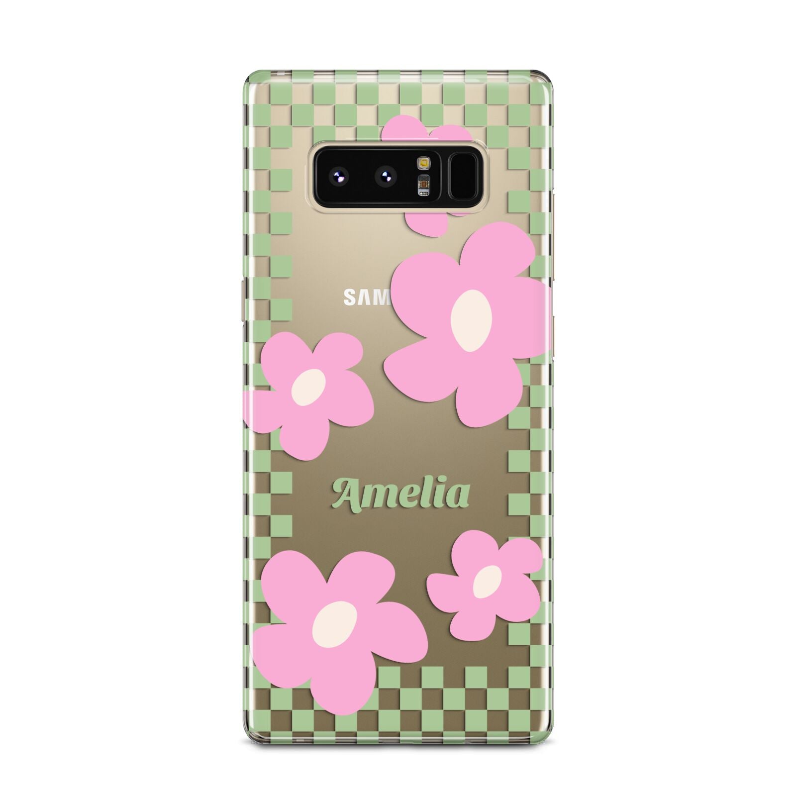 Personalised Check Floral Samsung Galaxy Note 8 Case