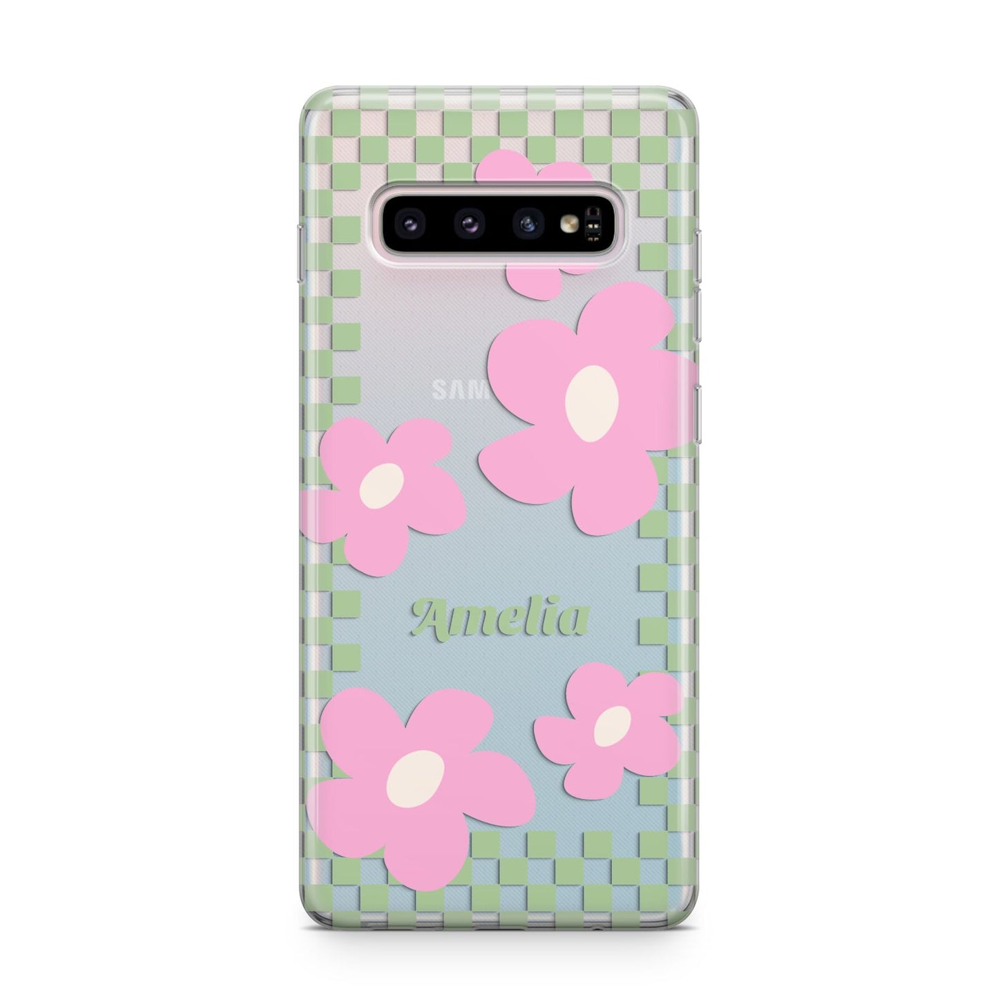 Personalised Check Floral Samsung Galaxy S10 Plus Case