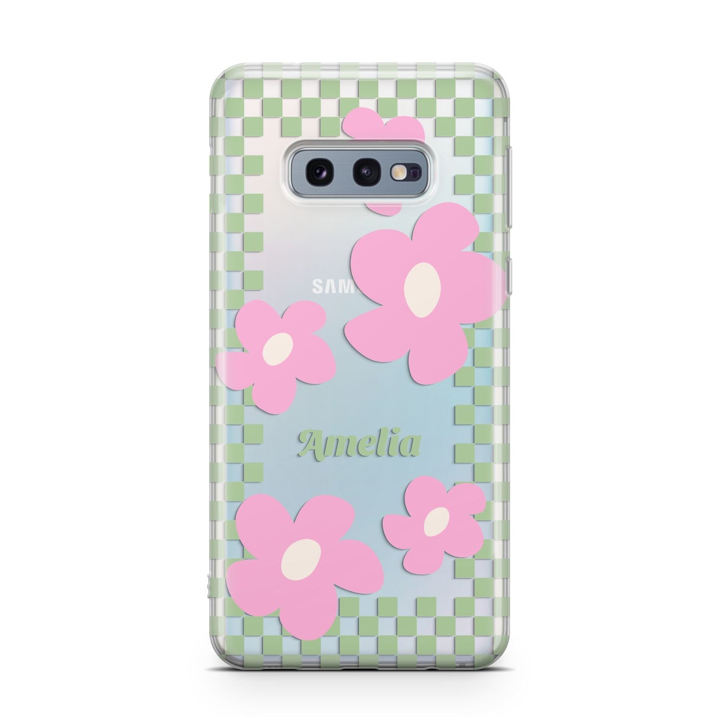 Personalised Check Floral Samsung Galaxy S10E Case