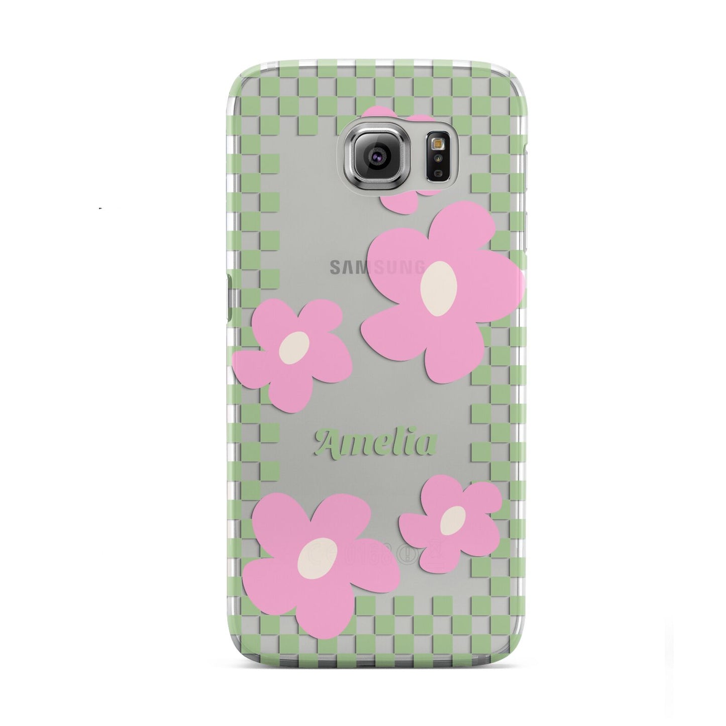 Personalised Check Floral Samsung Galaxy S6 Case