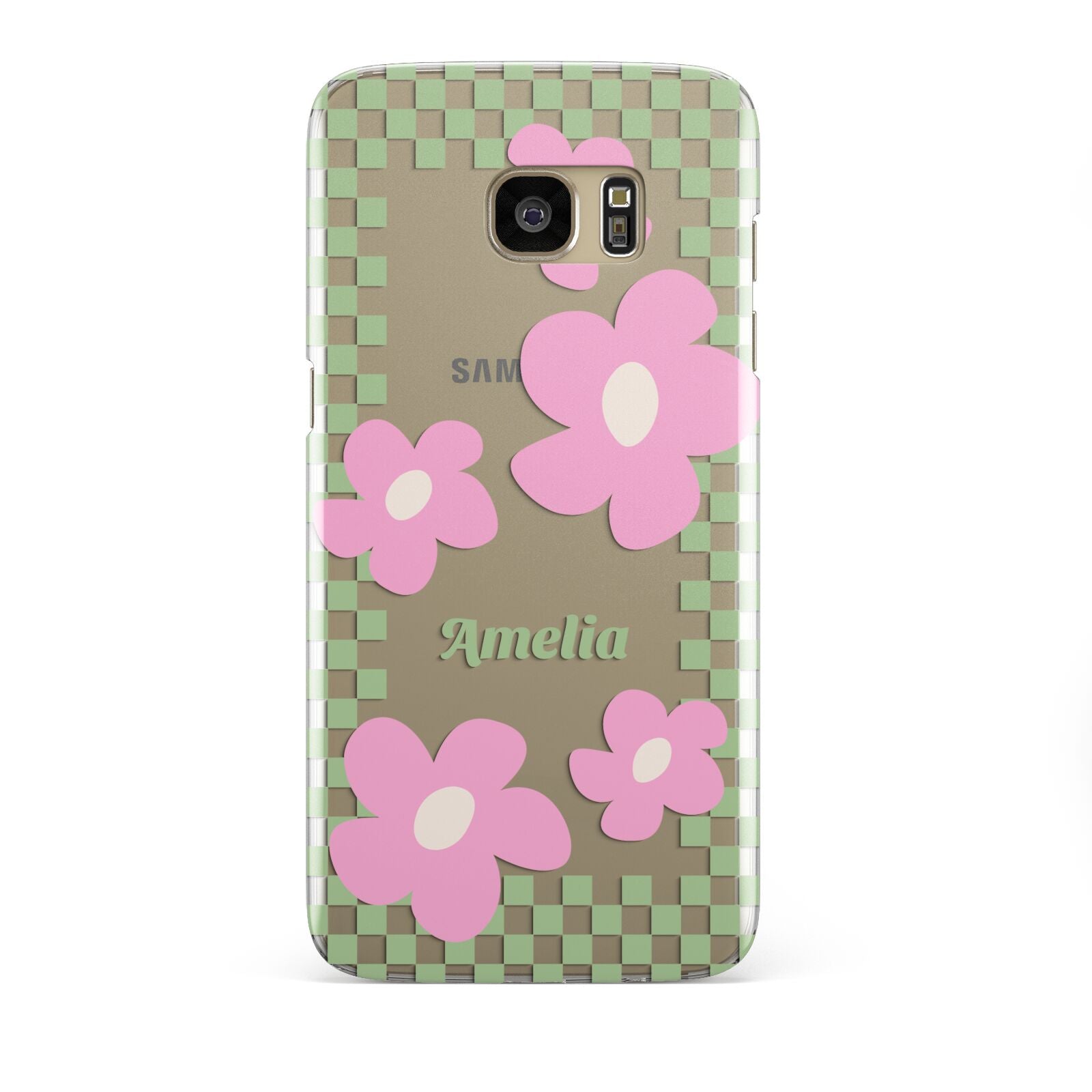 Personalised Check Floral Samsung Galaxy S7 Edge Case