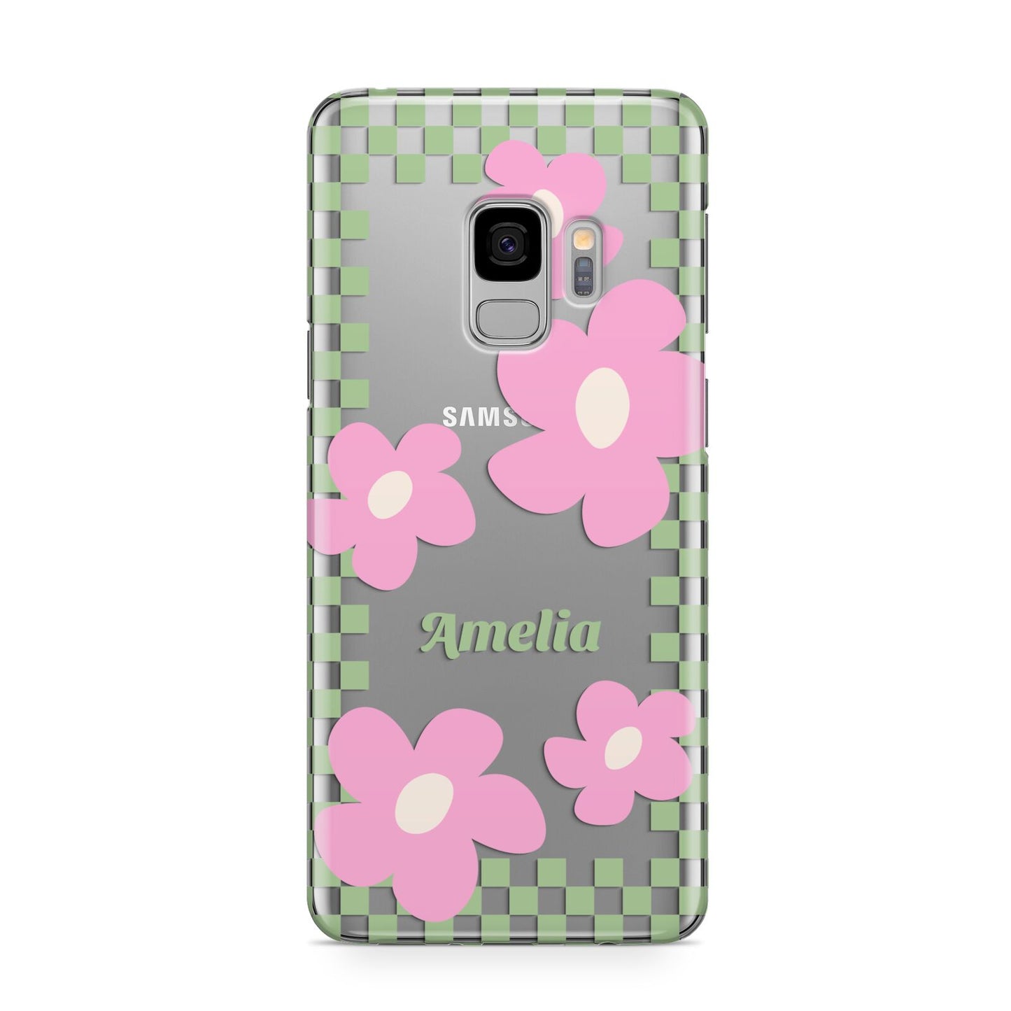 Personalised Check Floral Samsung Galaxy S9 Case