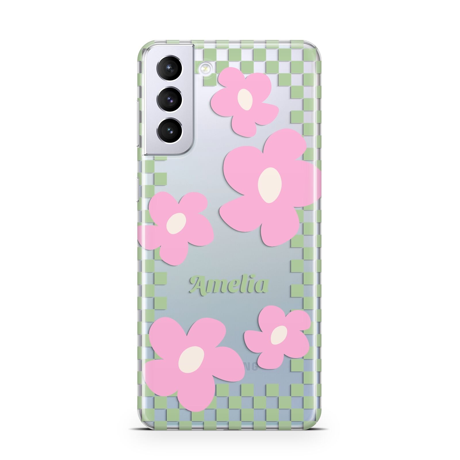 Personalised Check Floral Samsung S21 Plus Case