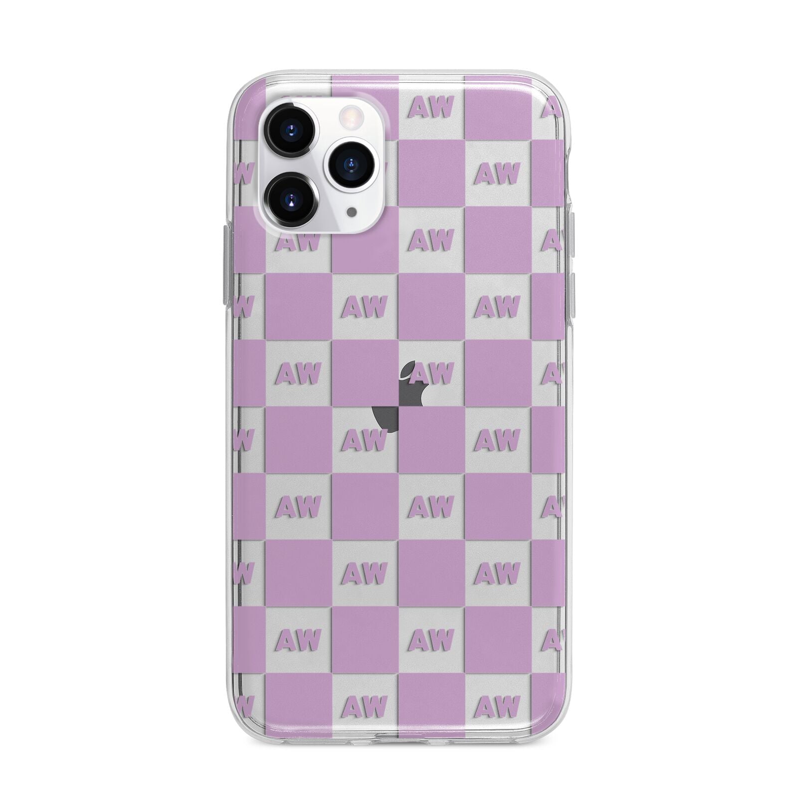 Personalised Check Grid Apple iPhone 11 Pro in Silver with Bumper Case