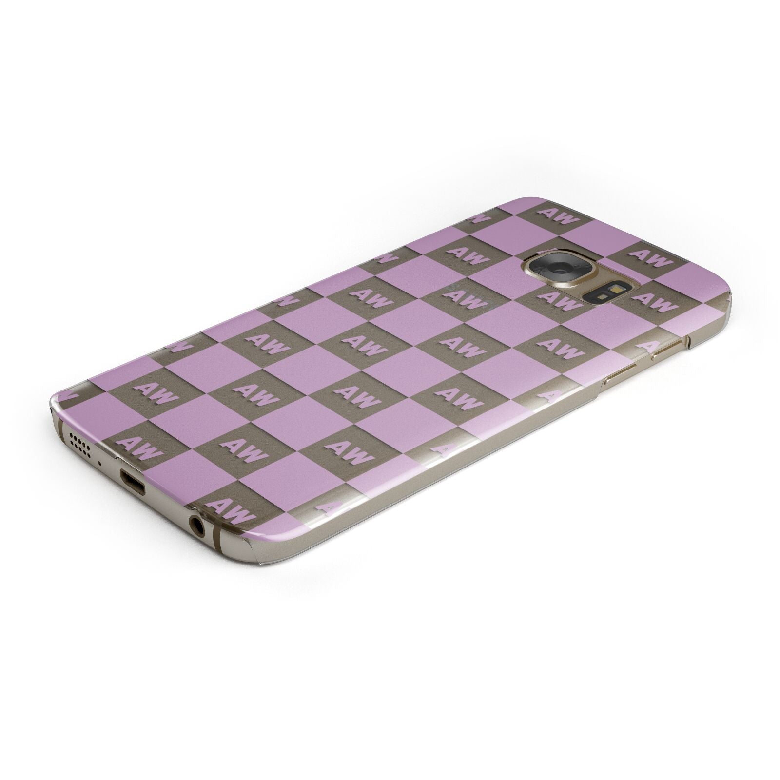 Personalised Check Grid Protective Samsung Galaxy Case Angled Image