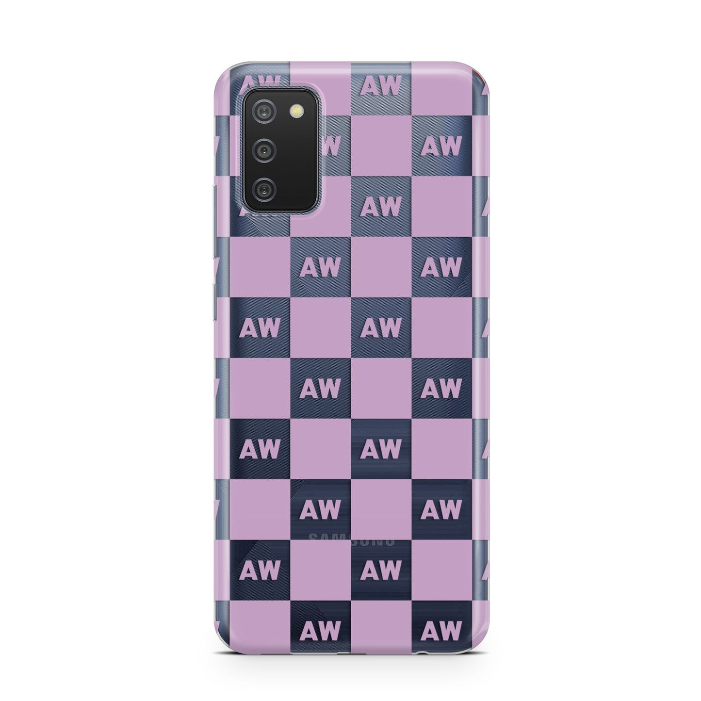 Personalised Check Grid Samsung A02s Case