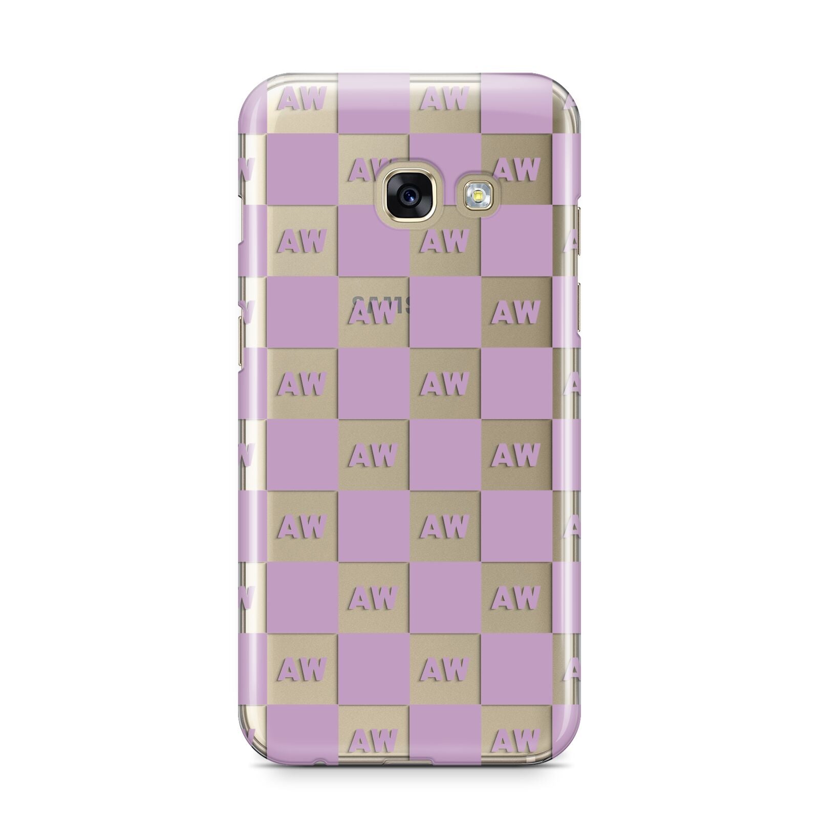 Personalised Check Grid Samsung Galaxy A3 2017 Case on gold phone