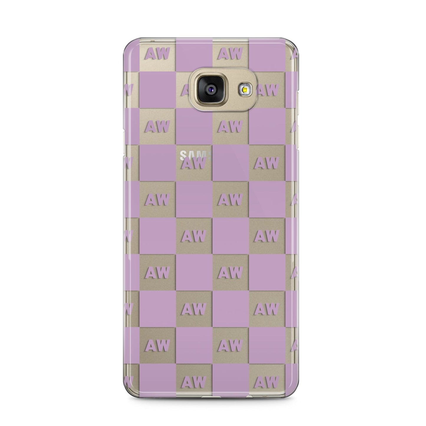 Personalised Check Grid Samsung Galaxy A5 2016 Case on gold phone