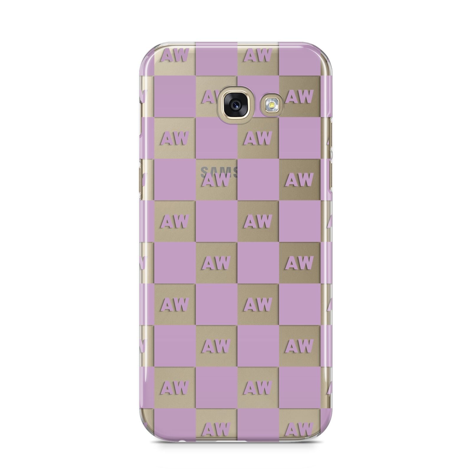 Personalised Check Grid Samsung Galaxy A5 2017 Case on gold phone