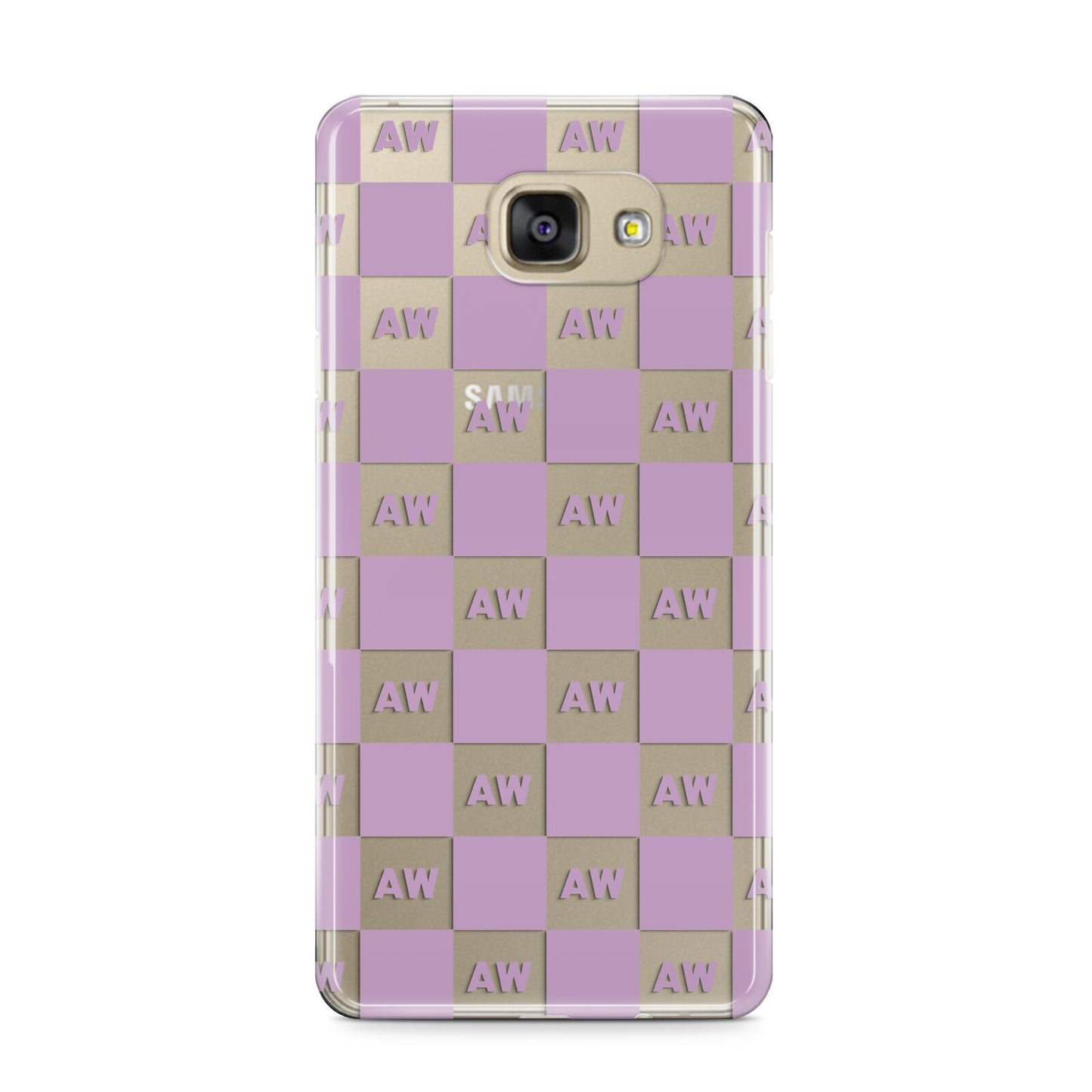 Personalised Check Grid Samsung Galaxy A9 2016 Case on gold phone