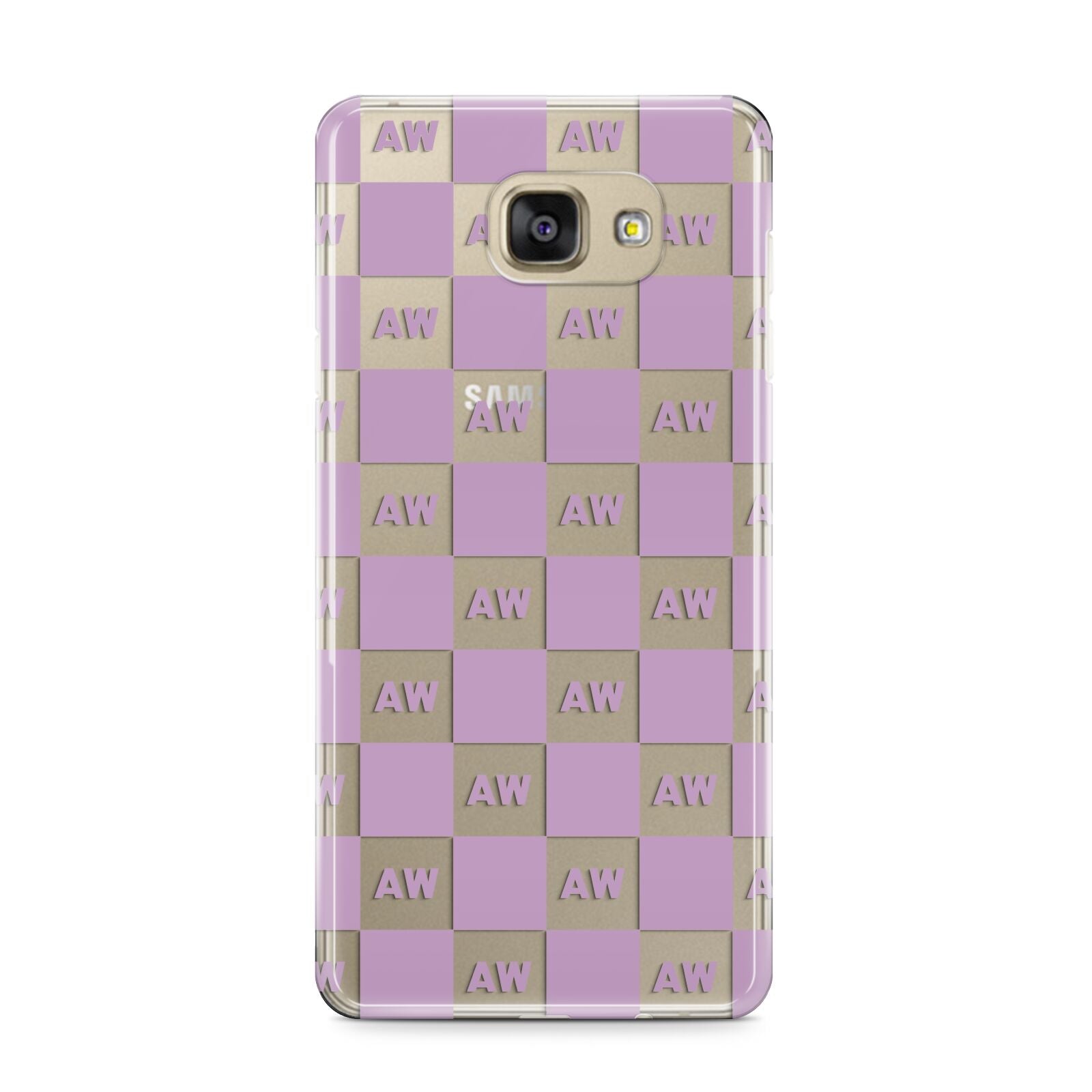 Personalised Check Grid Samsung Galaxy A9 2016 Case on gold phone
