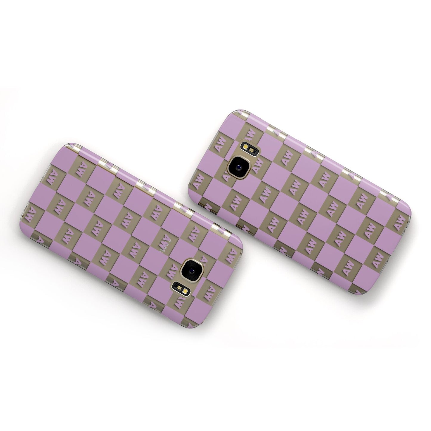 Personalised Check Grid Samsung Galaxy Case Flat Overview