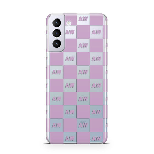 Personalised Check Grid Samsung S21 Plus Phone Case