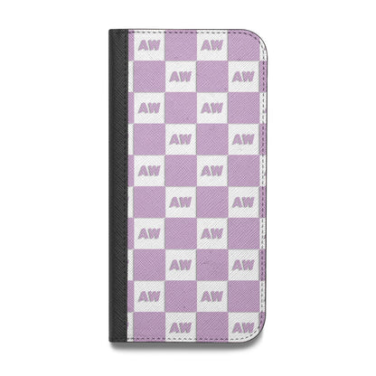 Personalised Check Grid Vegan Leather Flip iPhone Case