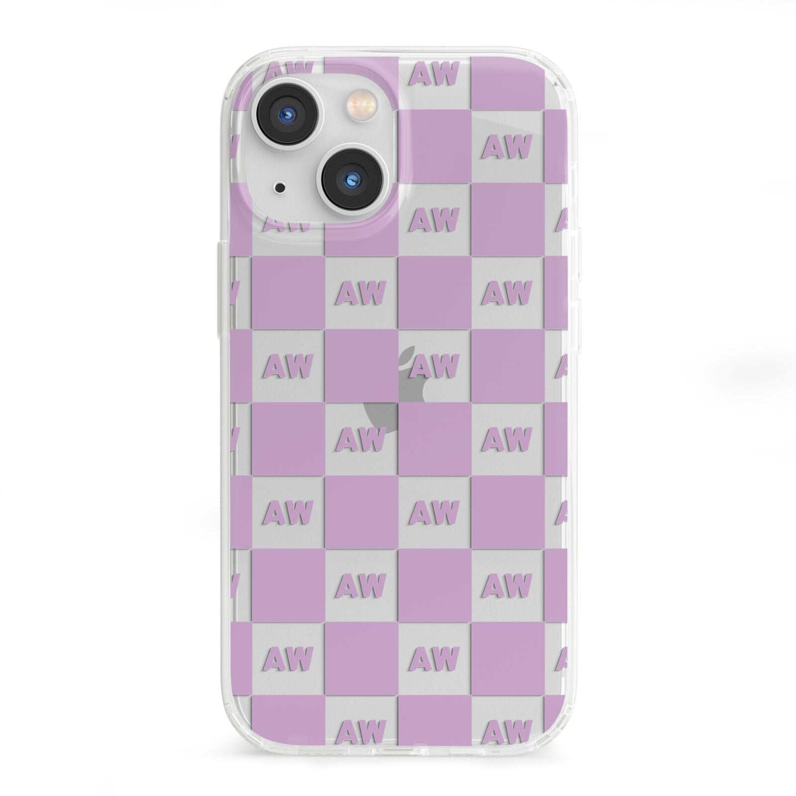 Personalised Check Grid iPhone 13 Mini Clear Bumper Case