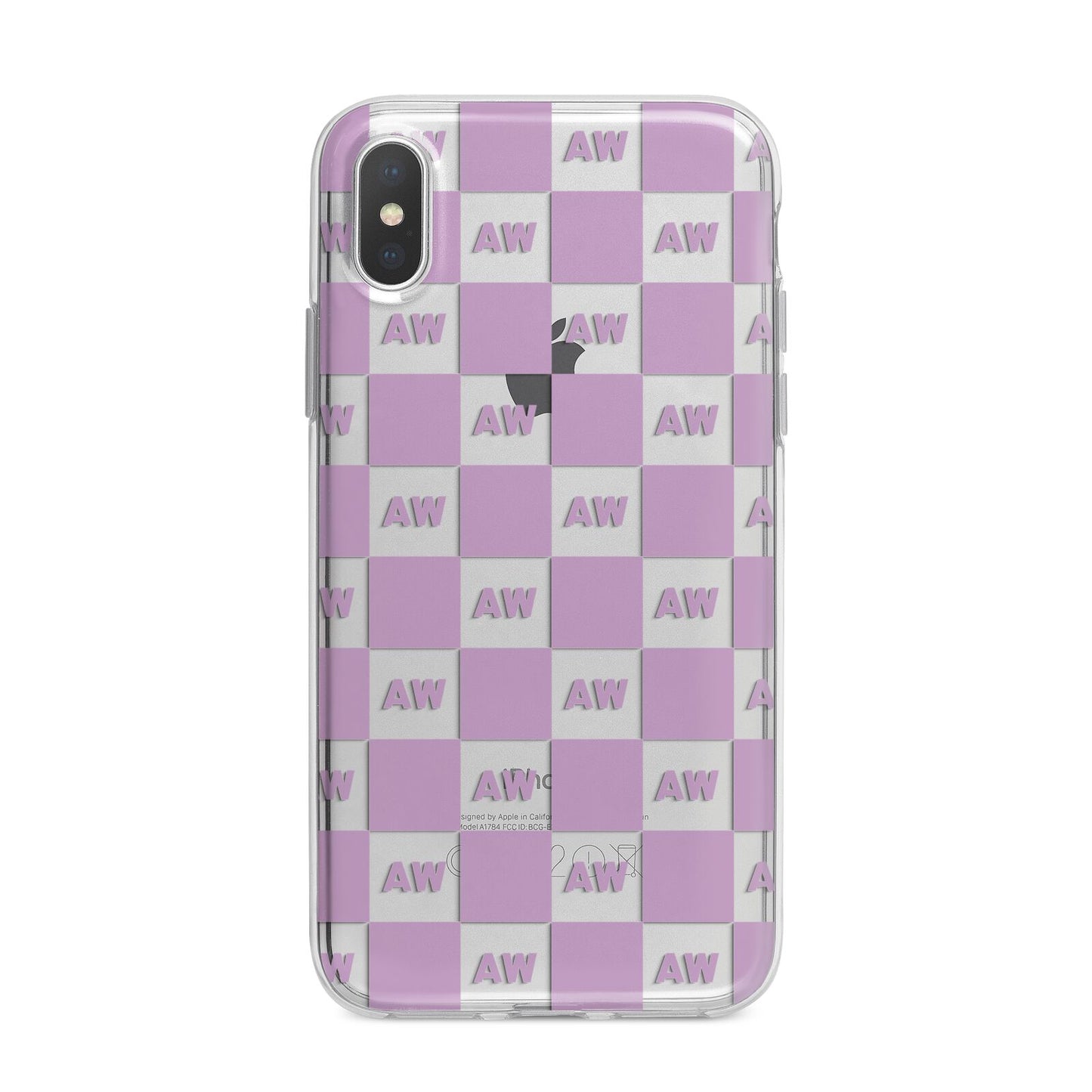 Personalised Check Grid iPhone X Bumper Case on Silver iPhone Alternative Image 1