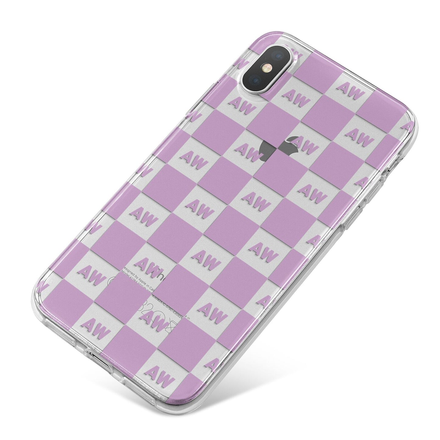 Personalised Check Grid iPhone X Bumper Case on Silver iPhone